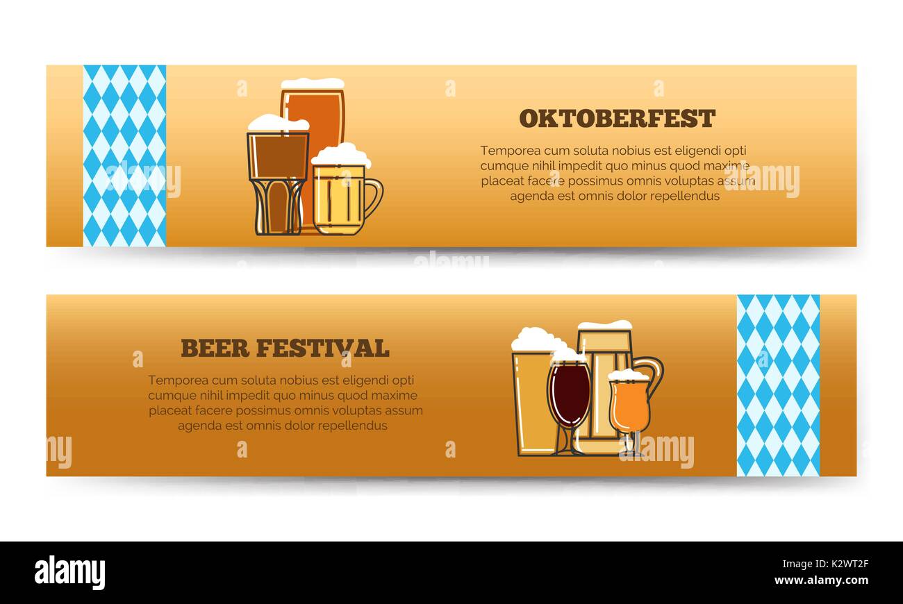 Oktoberfest. Horizontale Banner Design. Vector Illustration Stock Vektor