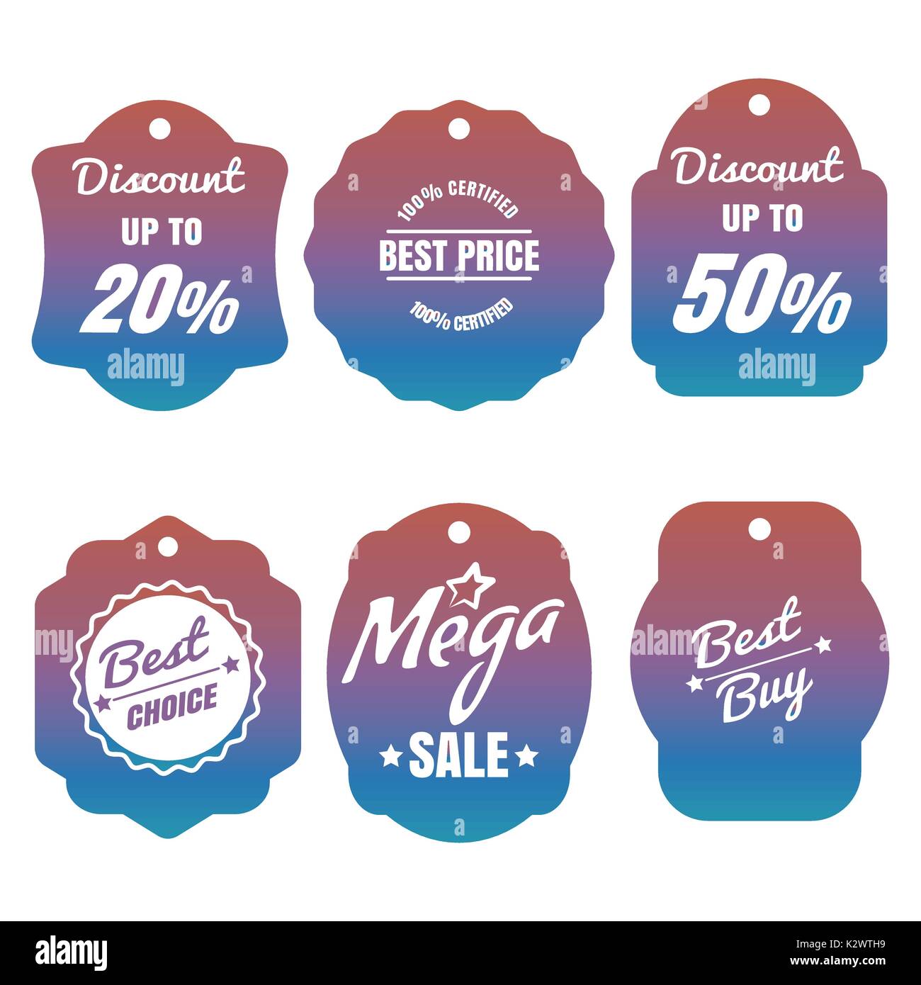 Bunte Rabatt und Verkauf Etiketten auf weißem Hintergrund. Vector Illustration Stock Vektor