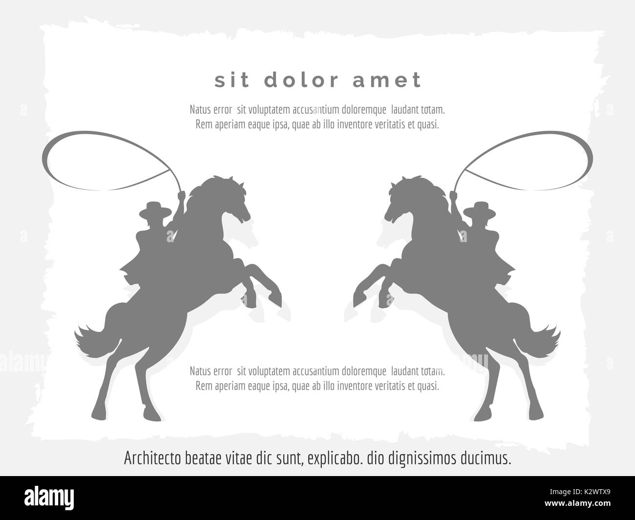 Grau vintage Hintergrund mit Rodeo Mann oder Cowboy, Vektor, Abbildung Stock Vektor