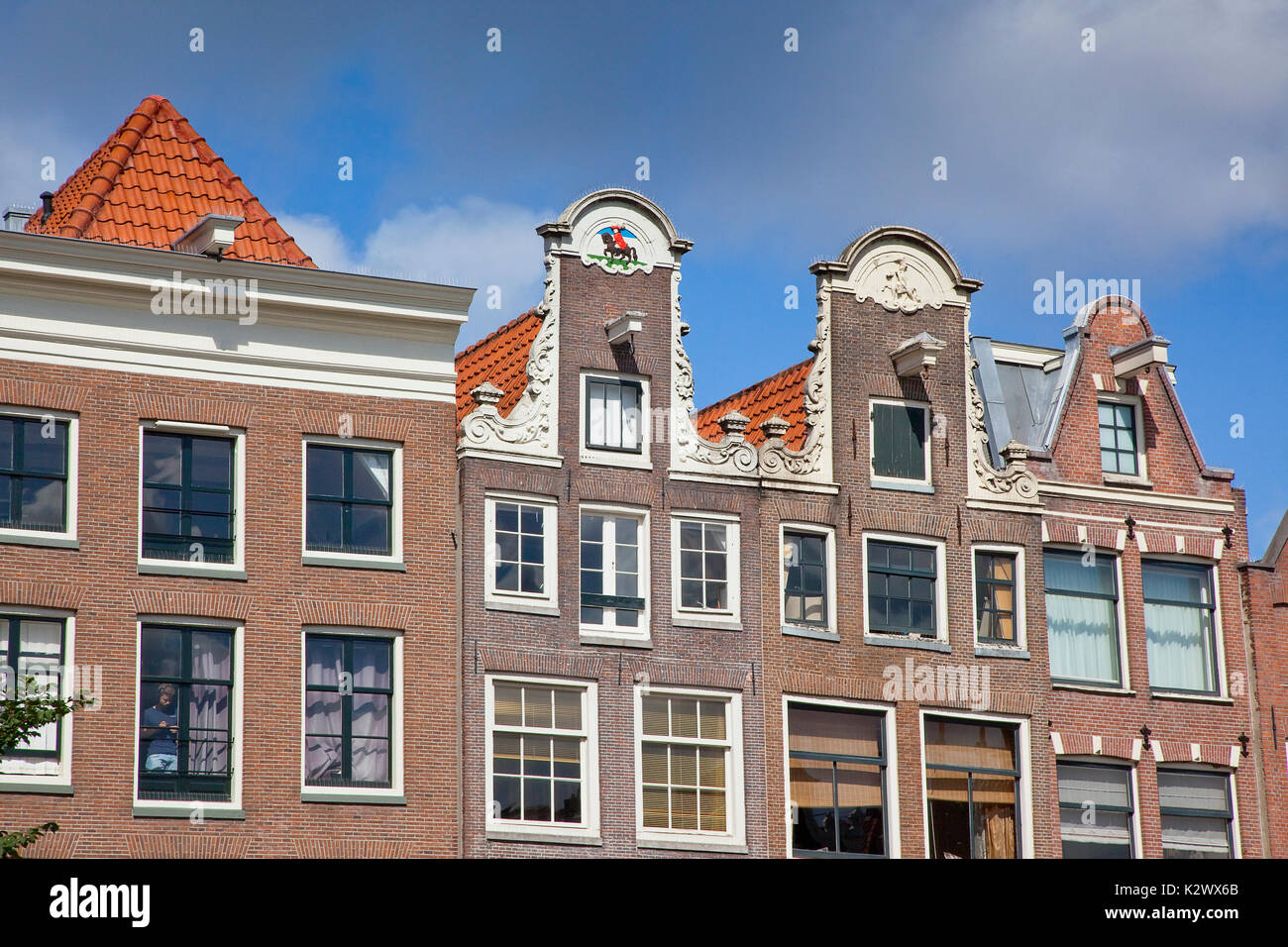 Holland, Norden, Amsterdam, typisch holländischen Giebelhäuser. Stockfoto