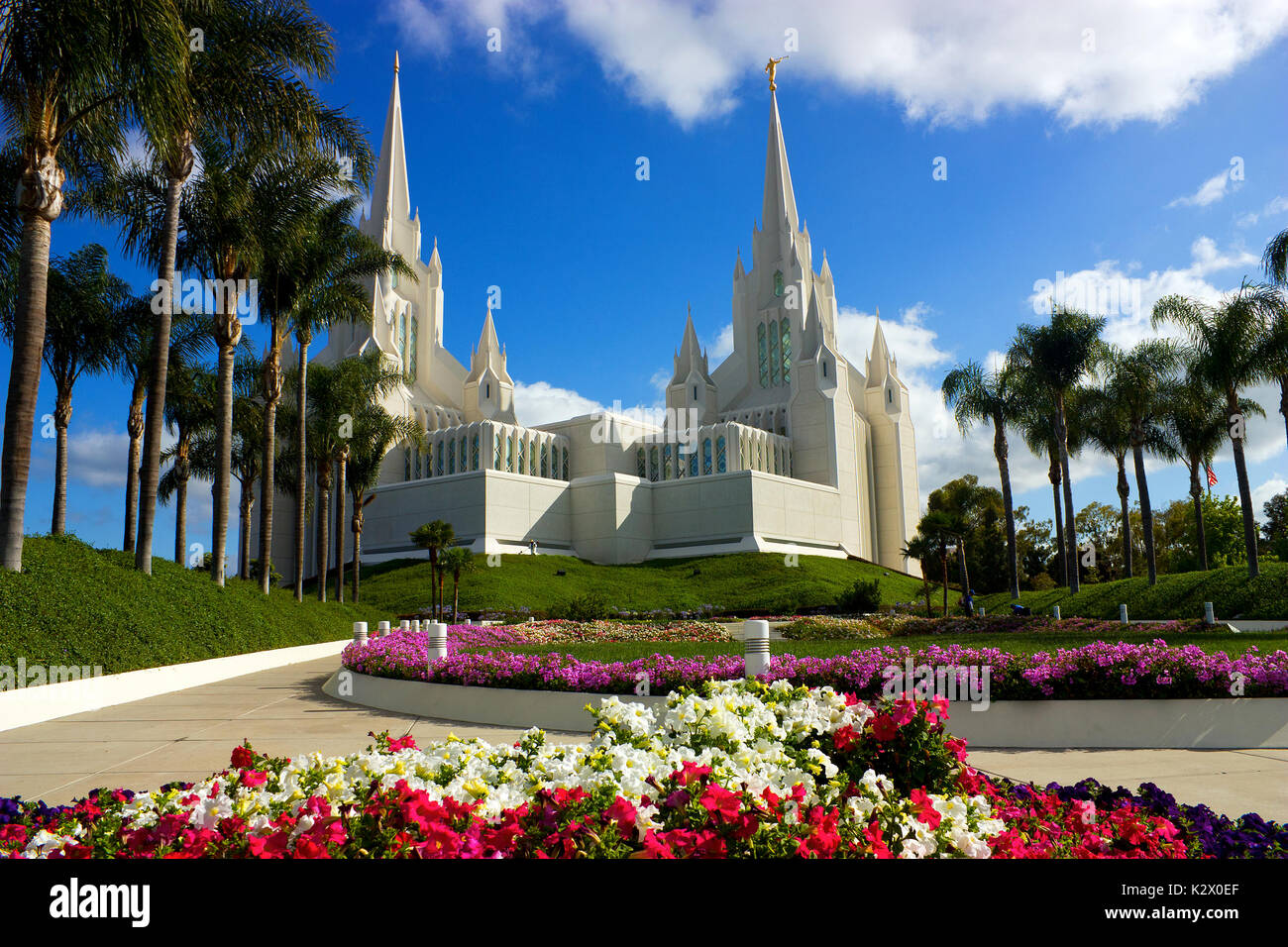 Schöne Tempel der Mormonen in San Diego, Kalifornien, Usa. Stockfoto