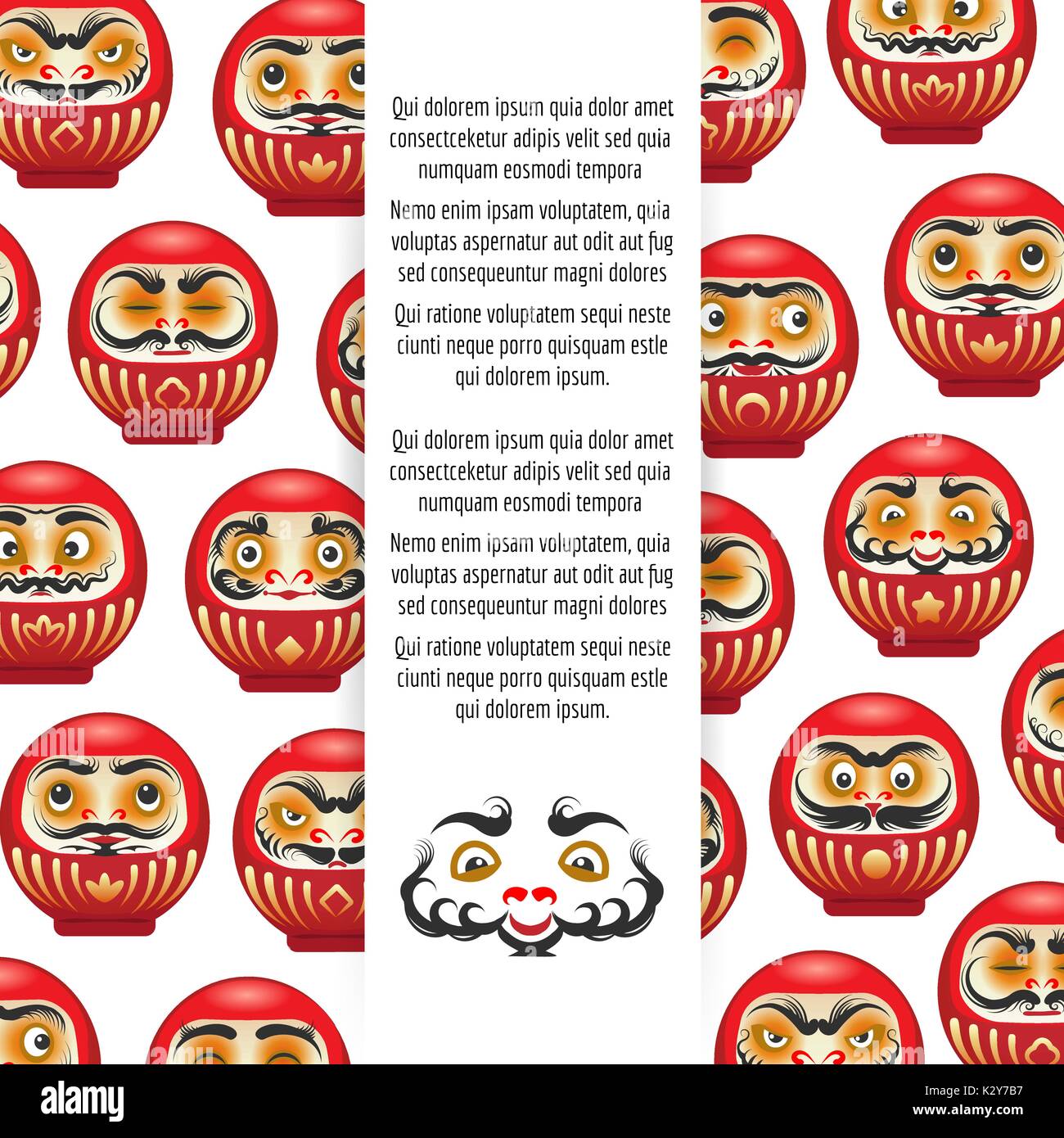 Bunten japanischen Daruma Puppen Plakat Stock Vektor