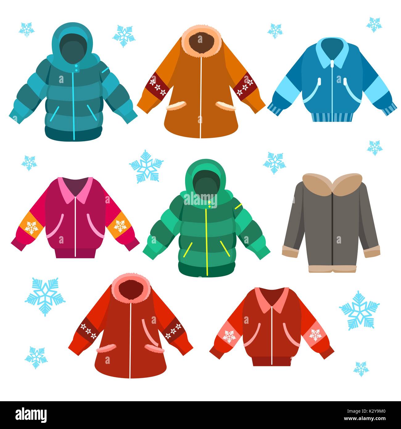 Bunte winter Jacken eingestellt Stock Vektor