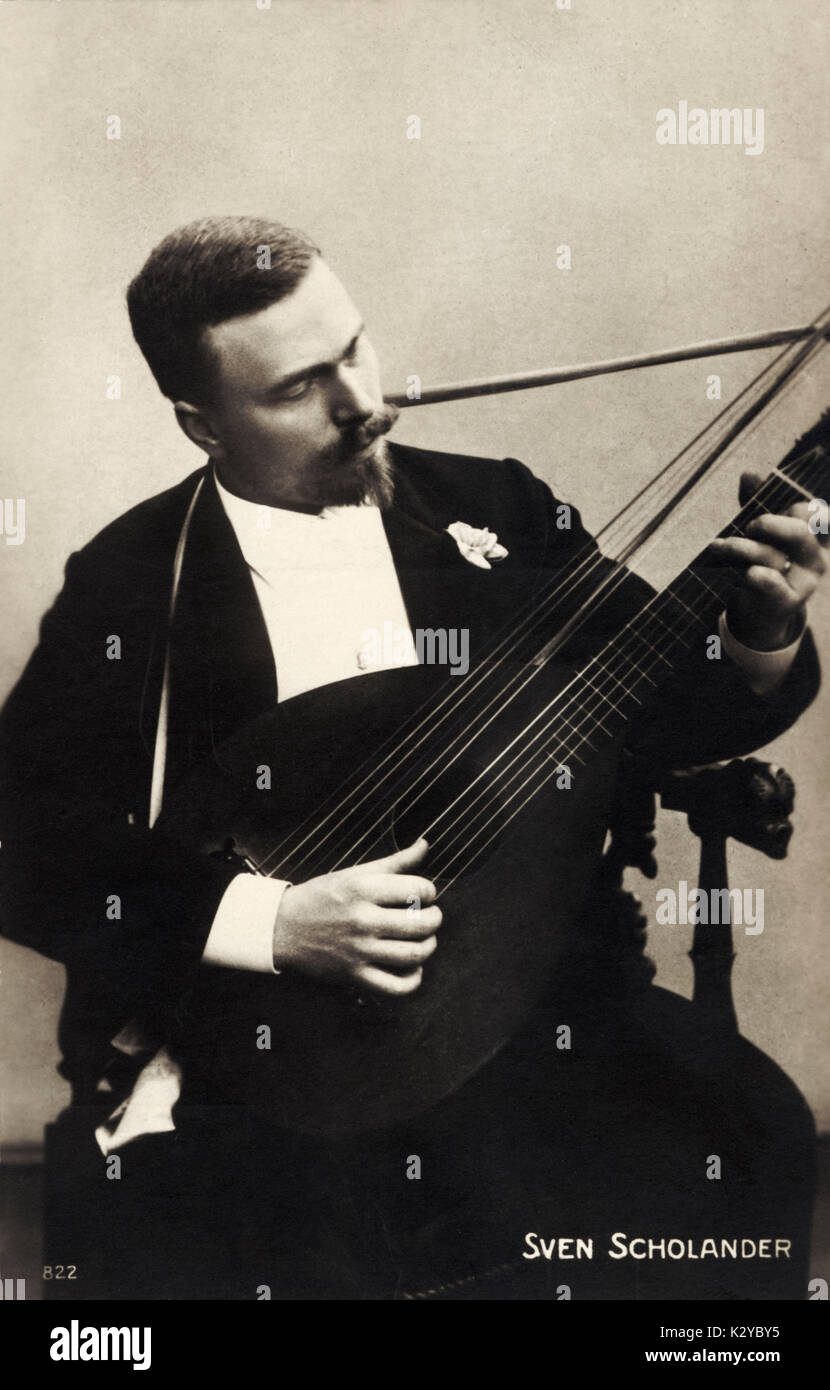 Sven Scholander - Porträt spielen Saiteninstrument - Schwedische Musiker 1860-1936 - Sibelius Verbindung Stockfoto