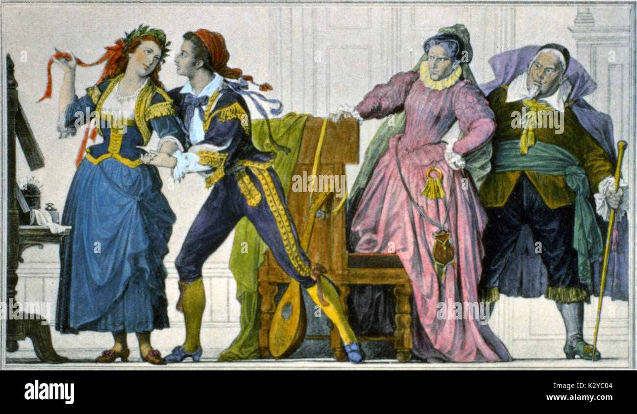 MOZART - DIE HOCHZEIT DES FIGARO Fresko von Eduard Engerth (1818-1897), an der Wiener Hofoper im Jahre 1868 gemalt. Die Hochzeit des Figaro. Wolfgang Amadeus Mozart Stockfoto