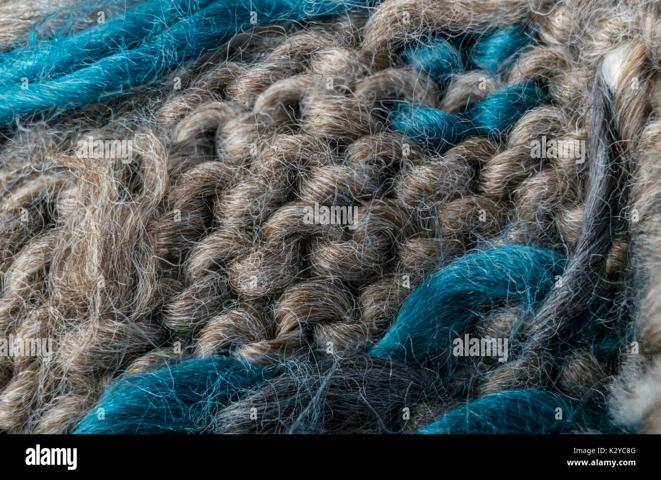 Sehr detaillierte Handarbeit Wolle Stoff, Wolle Textur Hintergrund. Stockfoto