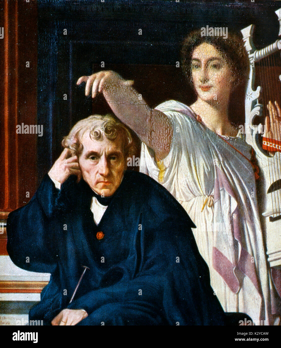 CHERUBINI, Luigi von Ingres, 1842. Mit seiner Muse mit Lyra. Italienischer Komponist. (1760-1842) Stockfoto