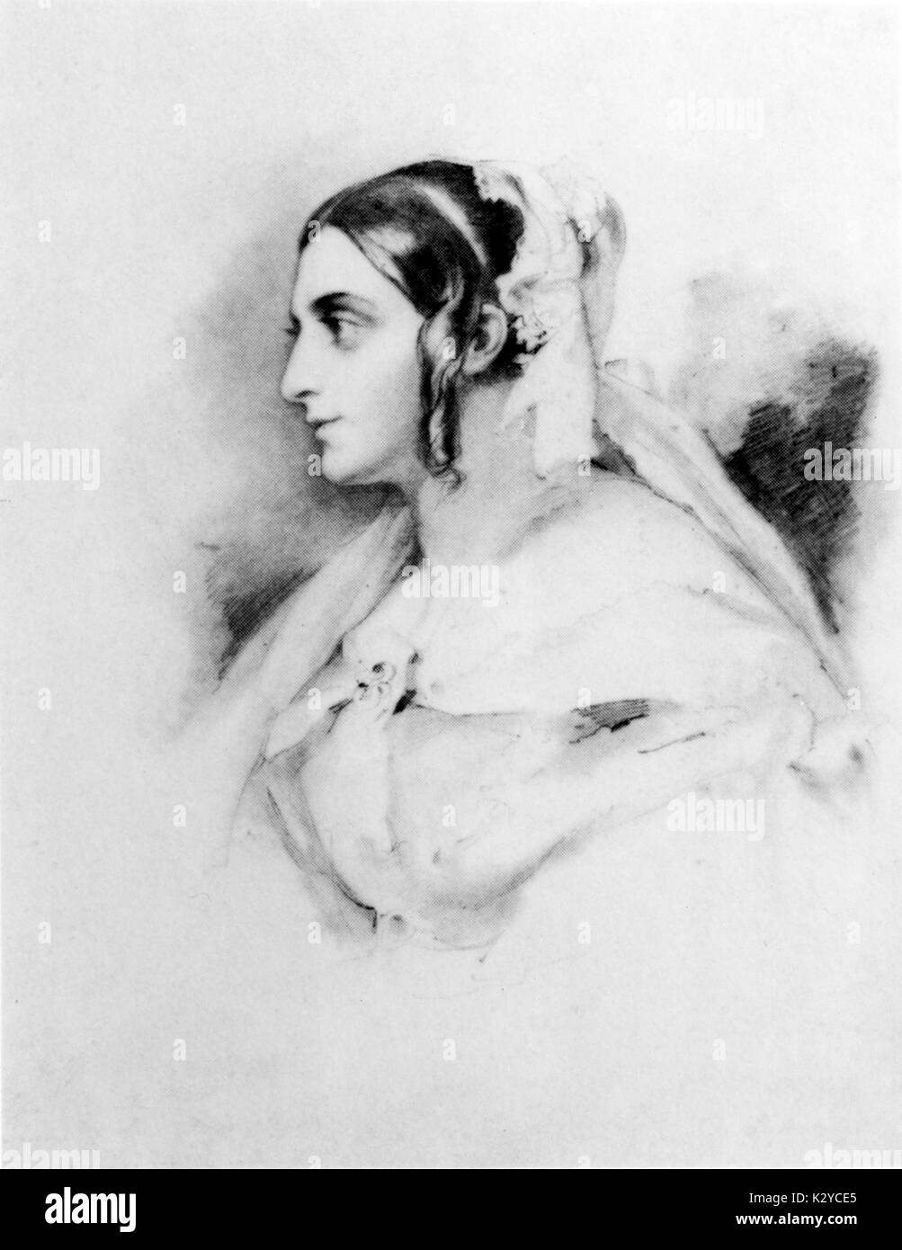 MOSCHELES, Charlotte (geb. Embden). d. Frau 1889 und Biographen des Komponisten, Ignaz Moscheles Portrait von Hensel Stockfoto