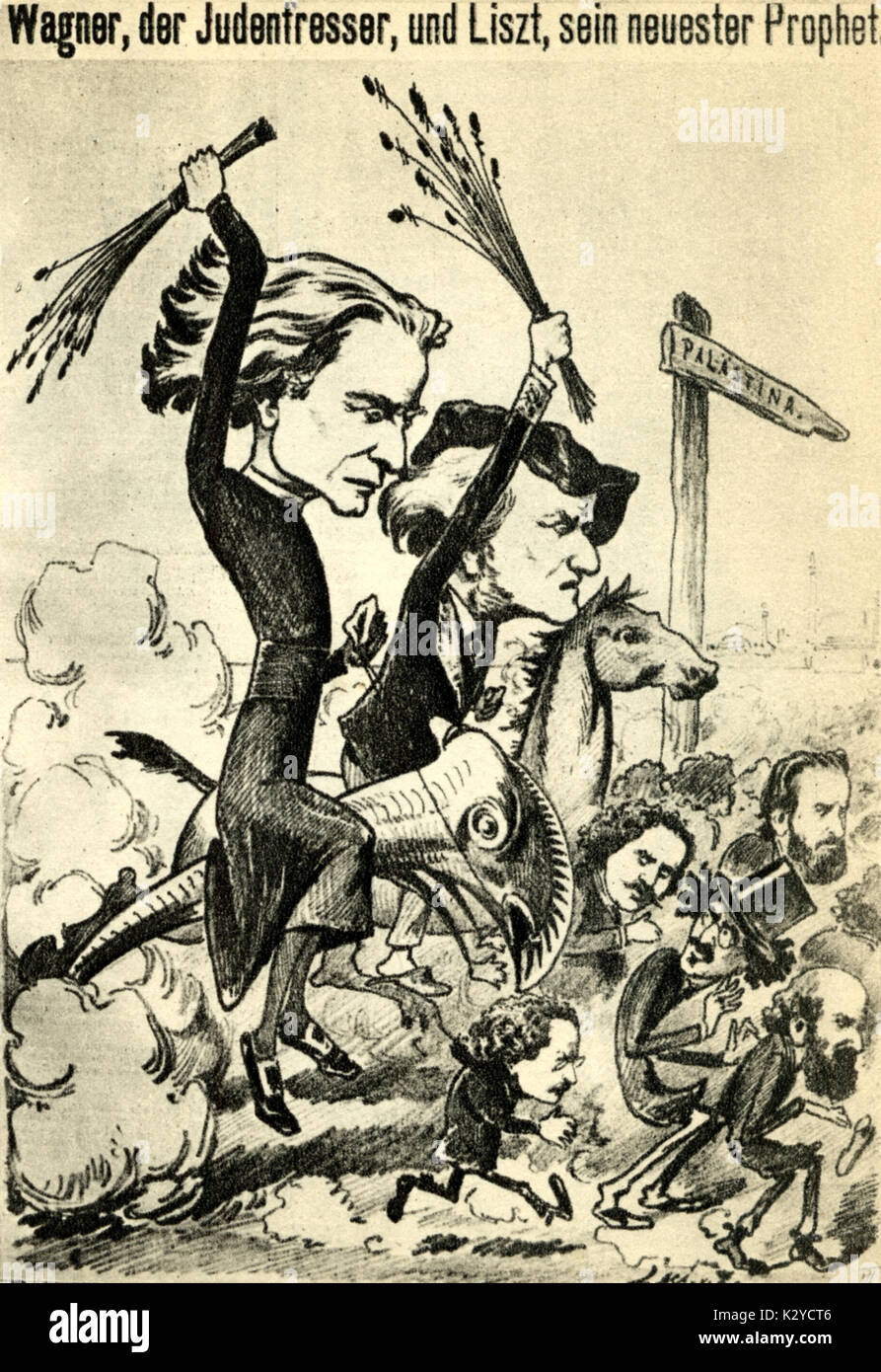 WAGNER, Richard Karikatur captionWagner, der Jeweater und Liszt