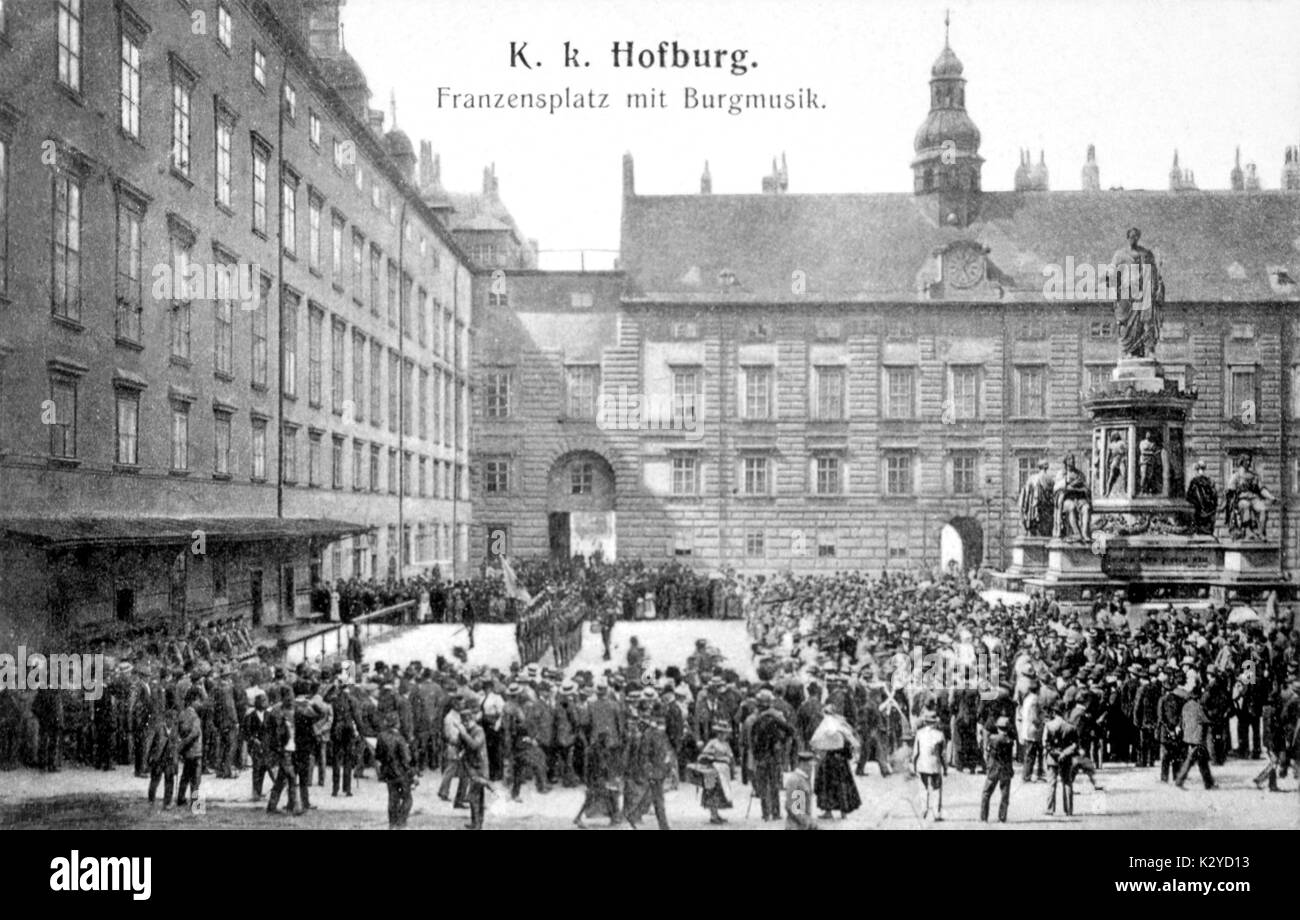 Wien - MILITÄRPARADE Franzenplatz. Die Wachablösung. Anfang 20 thC Stockfoto