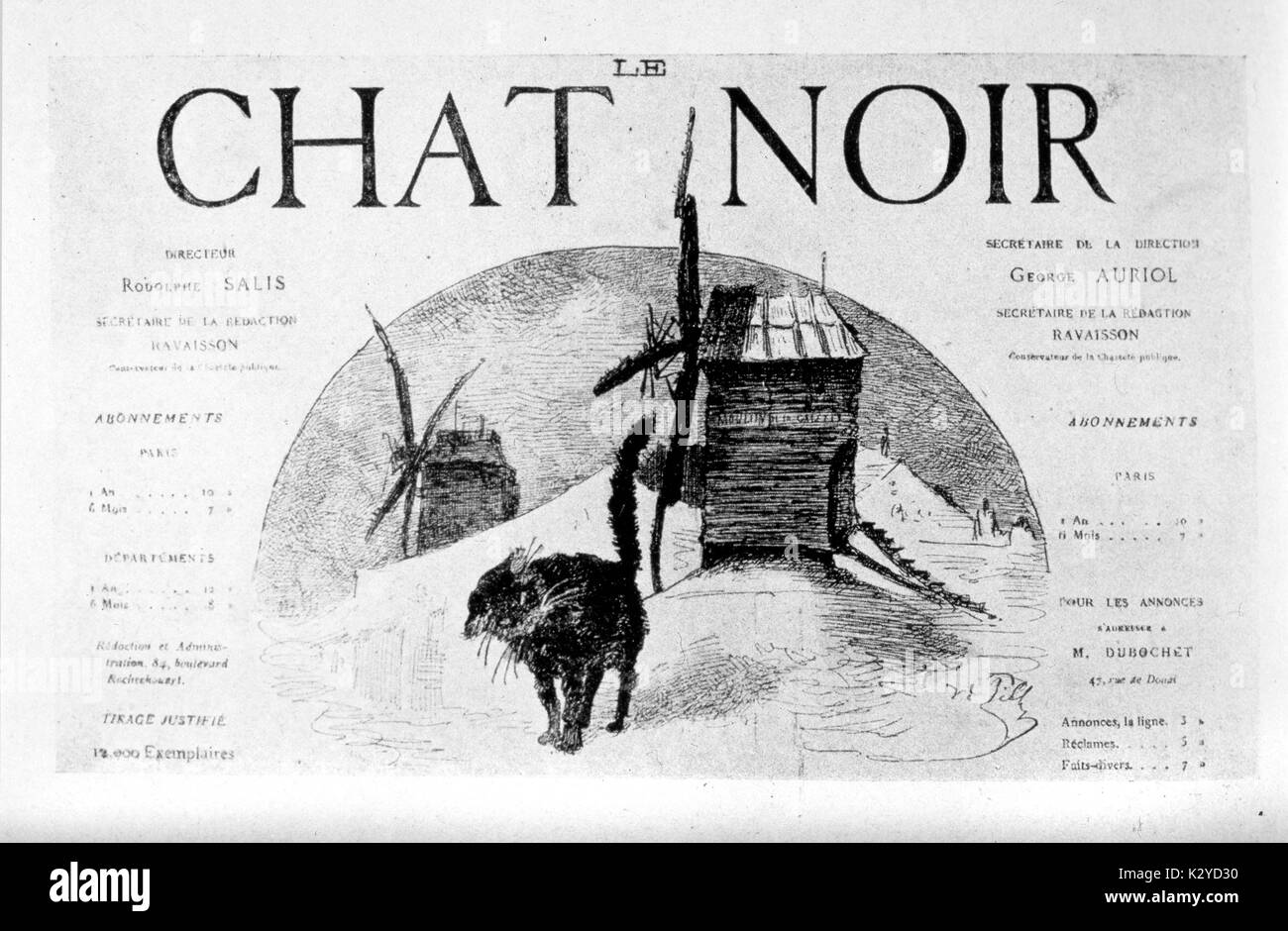 PARIS - Le Chat Noir. Der Treffpunkt für Künstler, Musiker und Intellektuelle von Paris an der Wende des 19. Jahrhunderts. Stockfoto
