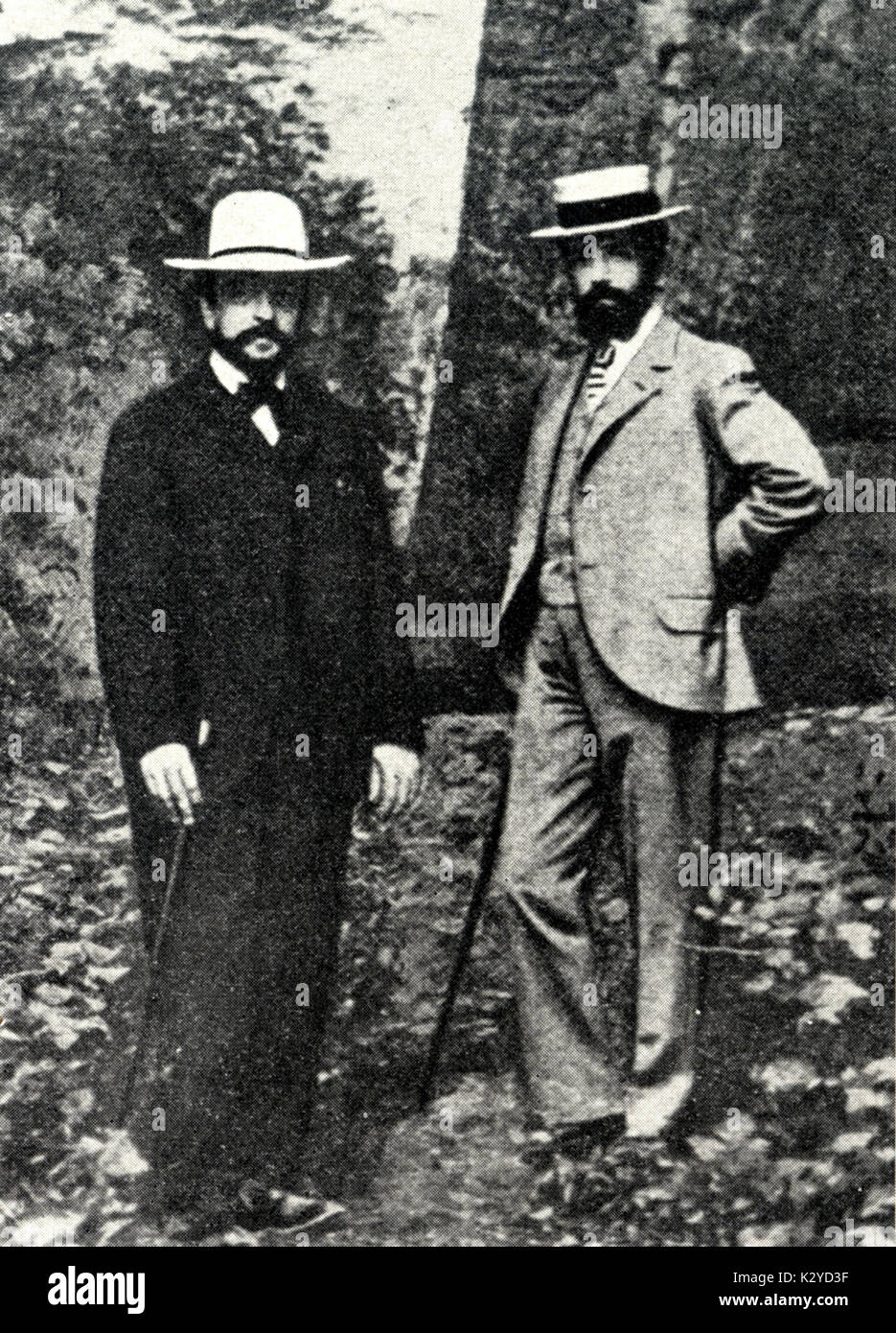 DEBUSSY mit Pierre LALO, 1902 Debussy - der französische Komponist (1862-1918) Lalo - französische Musik Kritiker, 1866-1943. Stockfoto