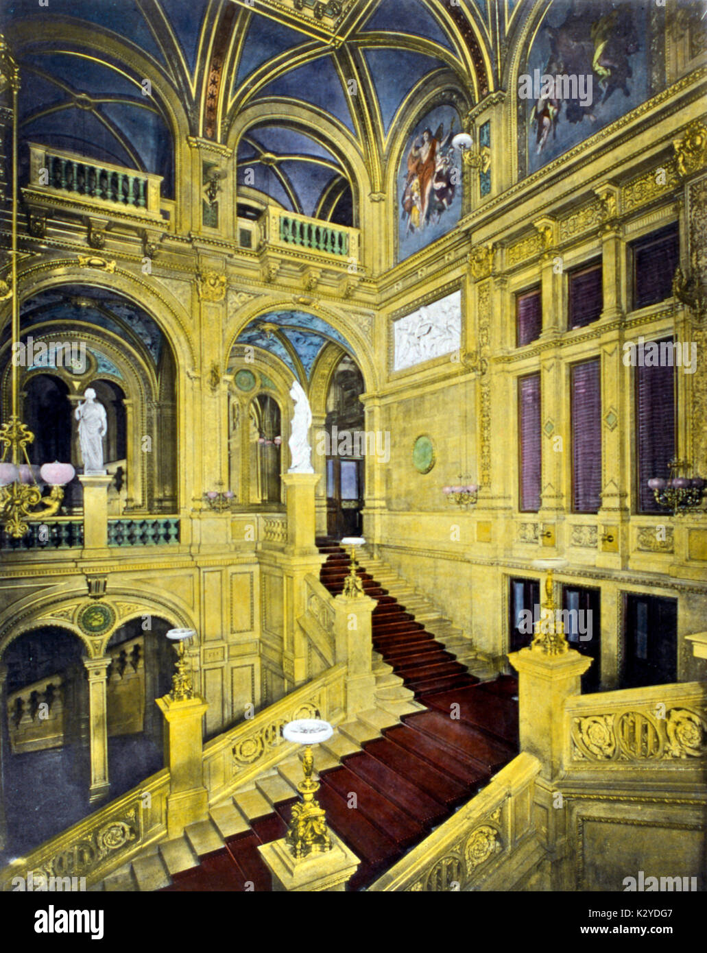 Wiener OPER Innenraum, 19 thC Stockfoto