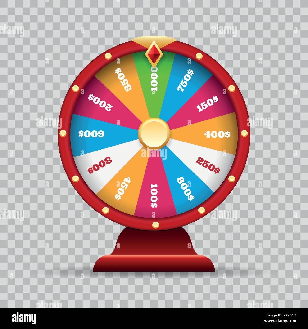 Glück Glücksrad oder Lotterie spinning Spiel auf Transparenten Hintergrund Vector Illustration Stock Vektor
