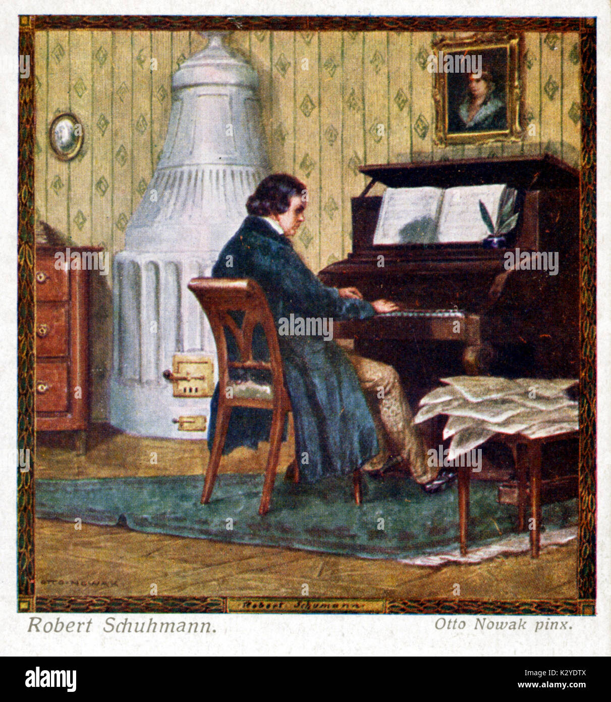 Robert Schumann komponierte, am Klavier. Deutsche Komponist, 1810-1856. Stockfoto