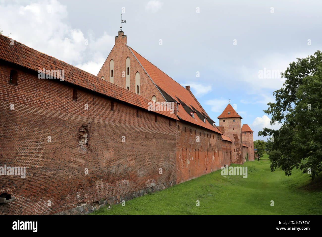 Die Mauern von Malbork, durch den Deutschen Orden in der Stadt Malbork, Polen gebaut, fotografiert am 21. August 2017 Stockfoto