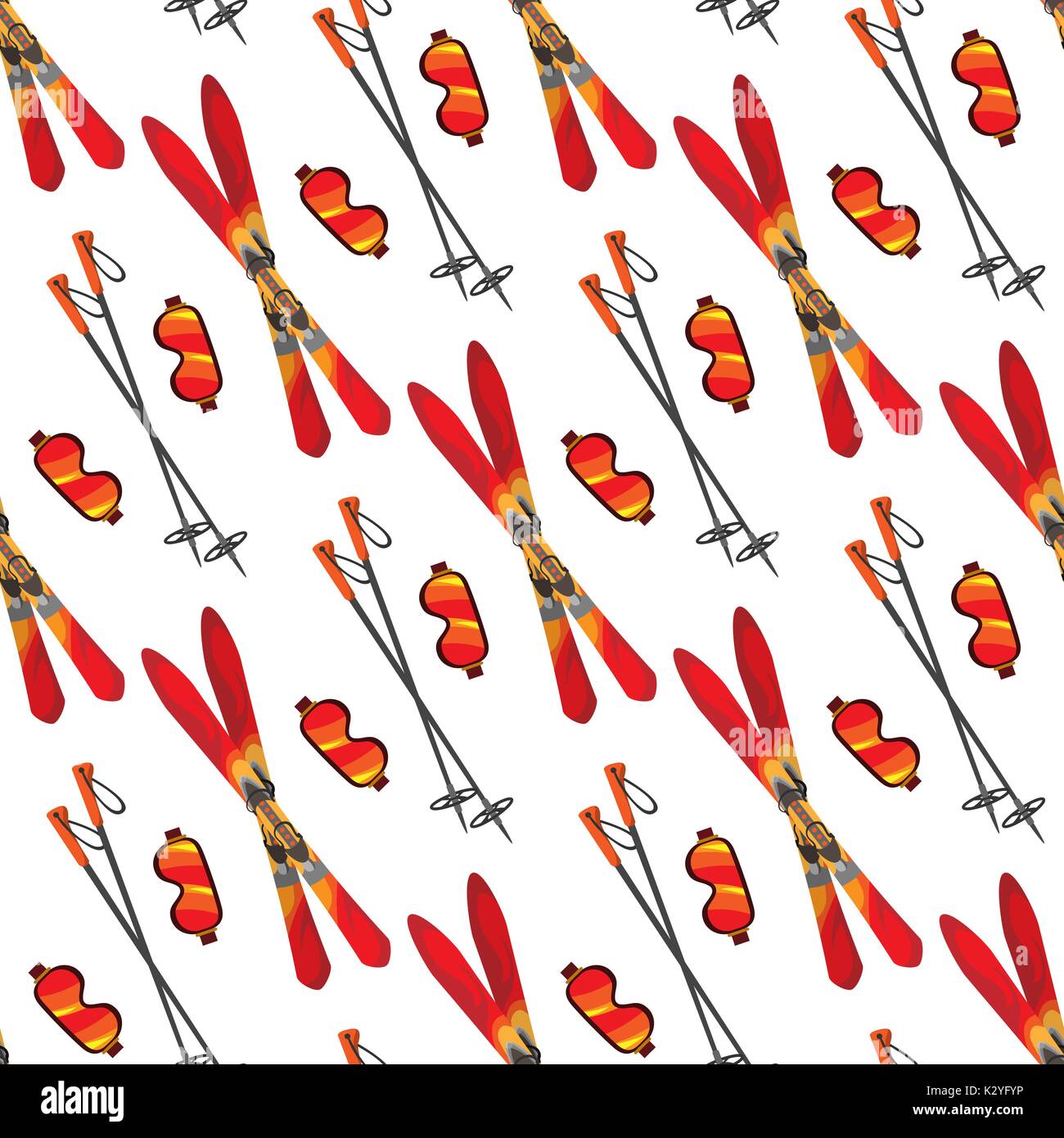 Skifahren nahtlose Muster. Vektor Wintersportausrüstung nahtlose Textur Stock Vektor