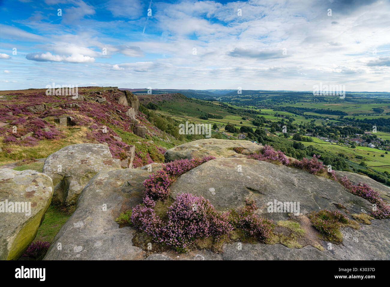 Spätsommer auf curbar Edge in The Derbyshire Peak District Stockfoto