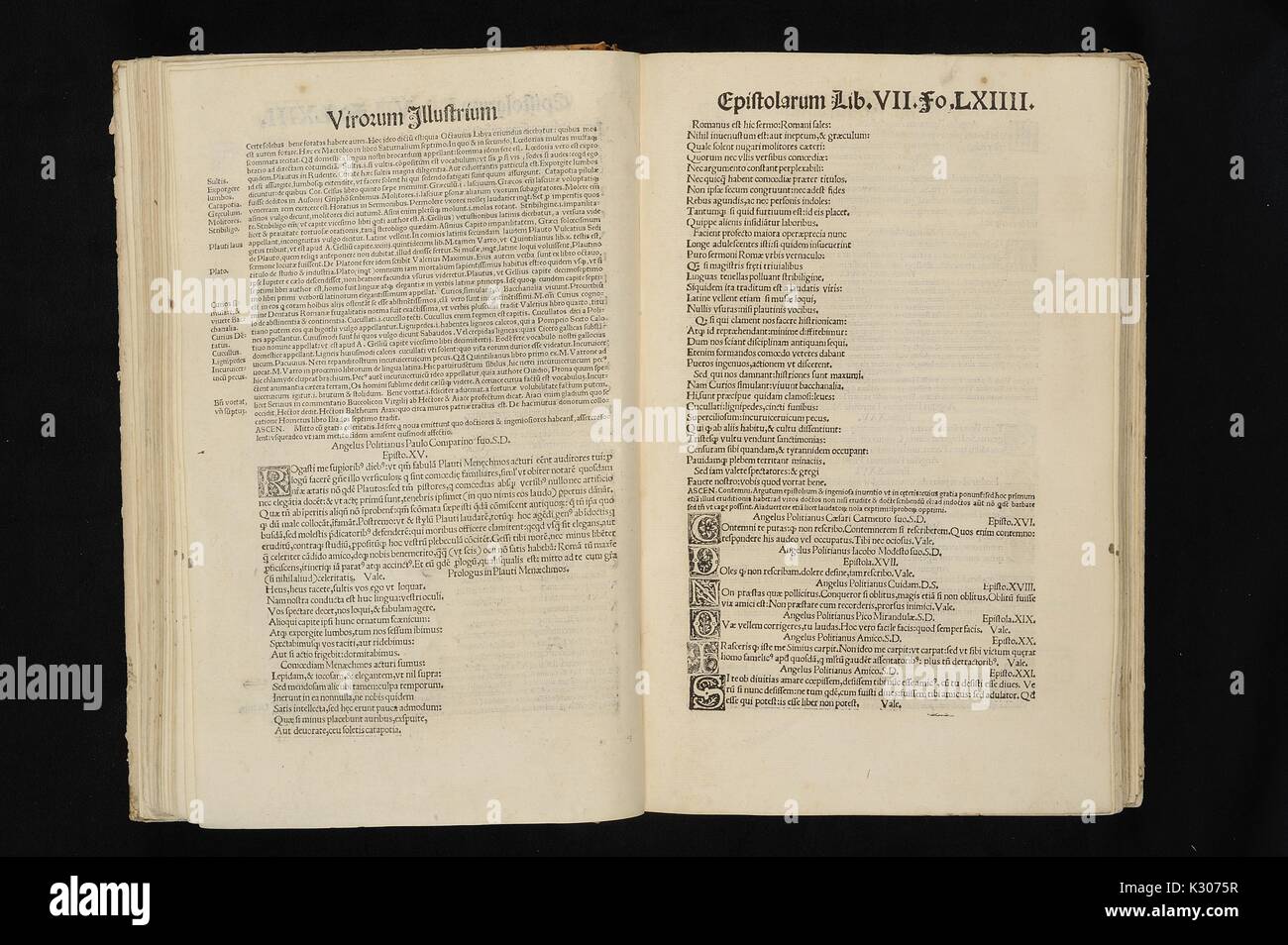 Bilderhandschrift aus einem Volumen Buch von Angelo Poliziano, 1519. Stockfoto