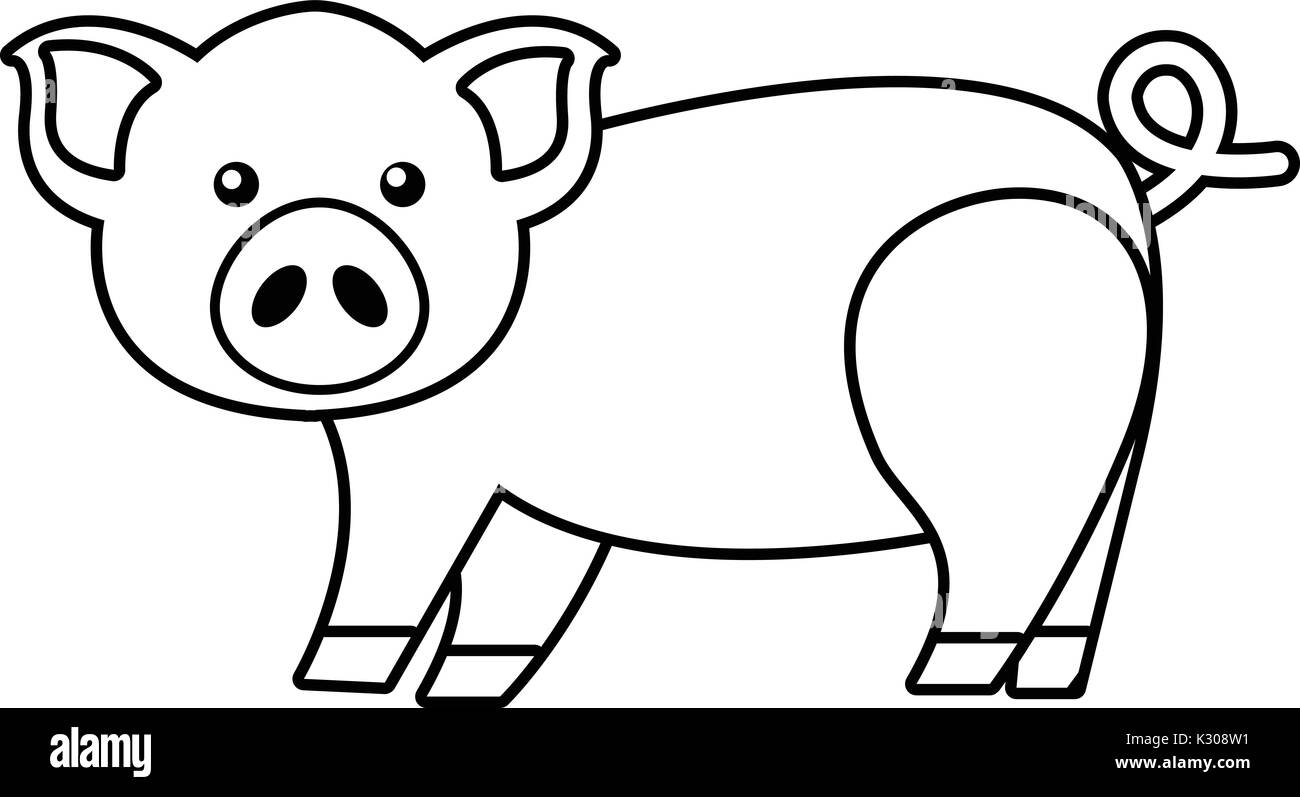 Nettes Schwein Symbol, outline Style Stock Vektor