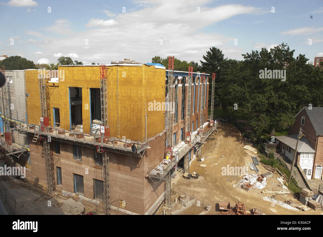 Äußere Aufnahme der Bau von Brody Learning Commons (BLC), eine gemeinschaftliche Studie Raum und Bibliothek auf dem Homewood Campus der Johns Hopkins University in Baltimore, Maryland, 2011. Stockfoto