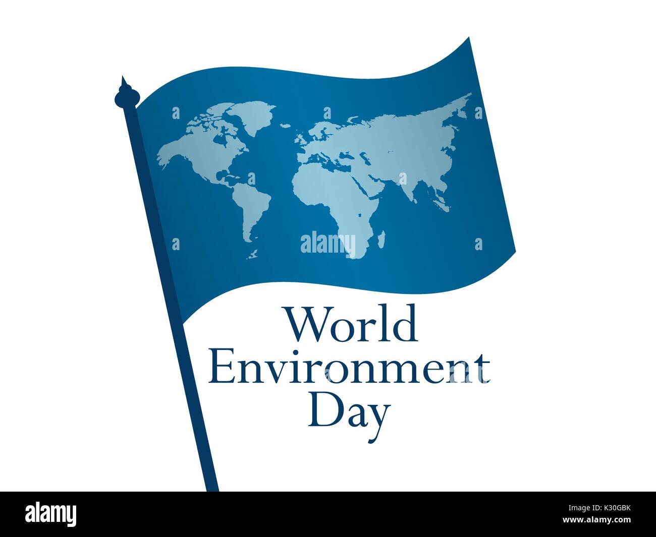Tag der Umwelt 5. Juni. Flagge mit Weltkarte auf weißem Hintergrund. Vector Illustration Stock Vektor