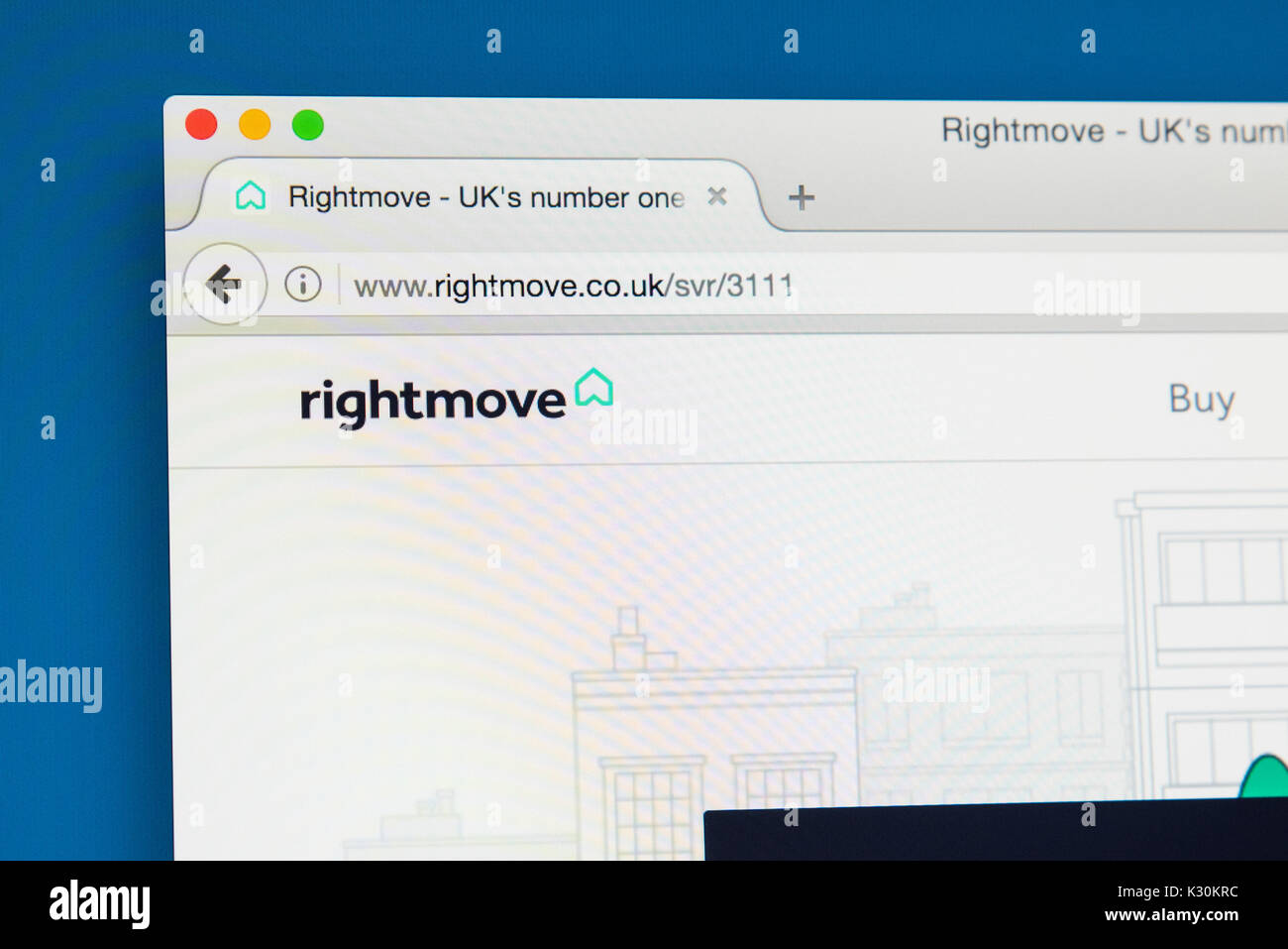 LONDON, Großbritannien - 7. August 2017: Die Homepage der Website für Rightmove - der UKs größte on-line-Immobilien Portal und Internetseite, am 7 Augu Stockfoto LONDON, Großbritannien - 7. August 2017: Die Homepage der Website für Rightmove - der UKs größte on-line-Immobilien Portal und Internetseite, am 7 Augu Stockfoto
