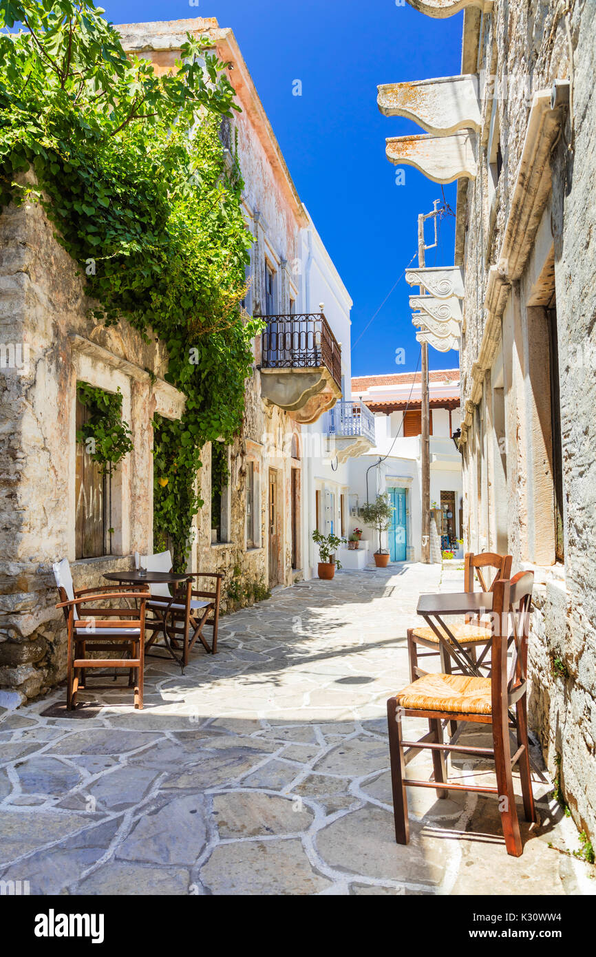 Traditionelles Restaurant auf der Insel Naxos, Griechenland. Stockfoto