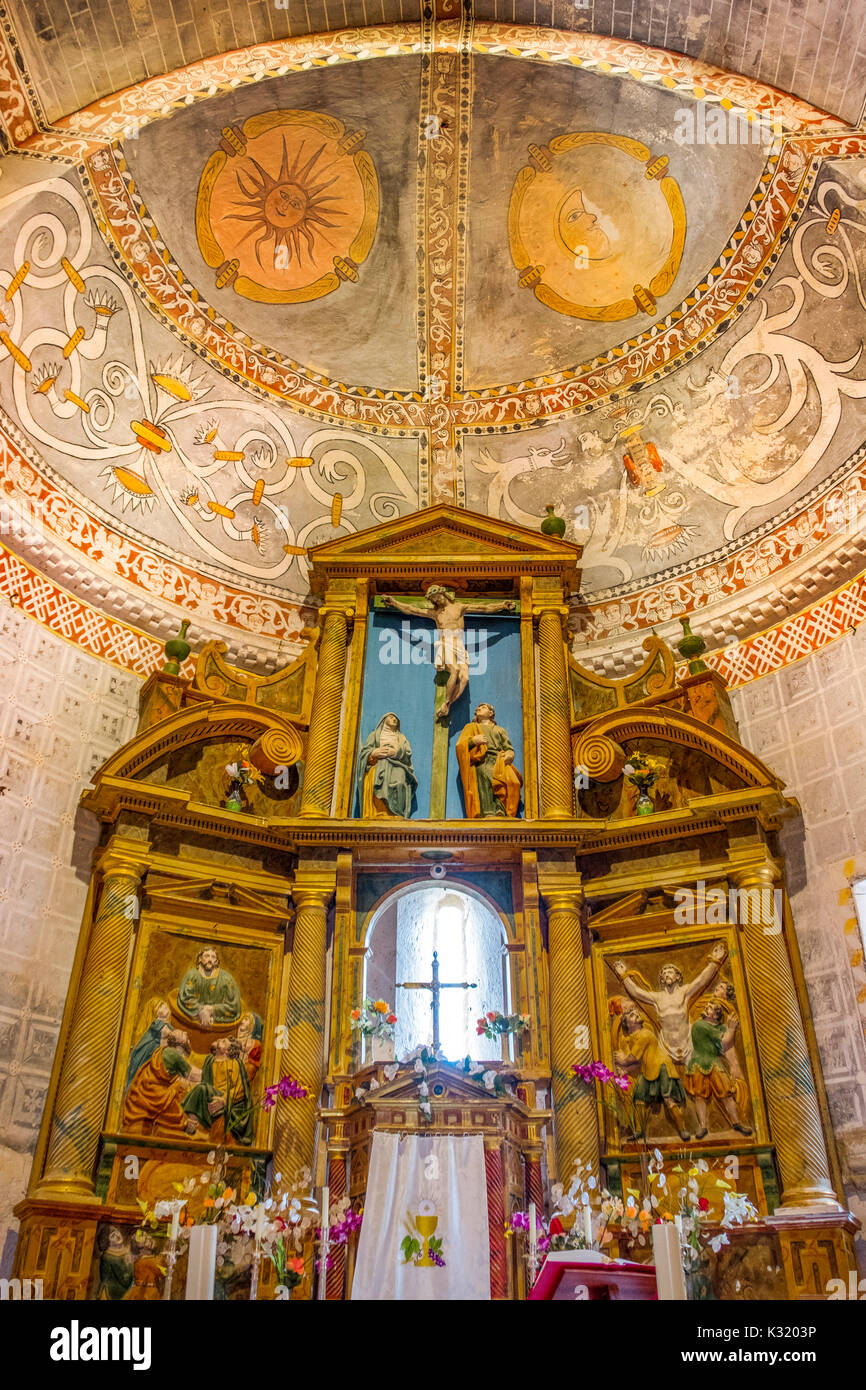 Die romanische Kirche von San Andres, Tabliega. Burgos, Kastilien und Leon, Spanien, Europa Stockfoto