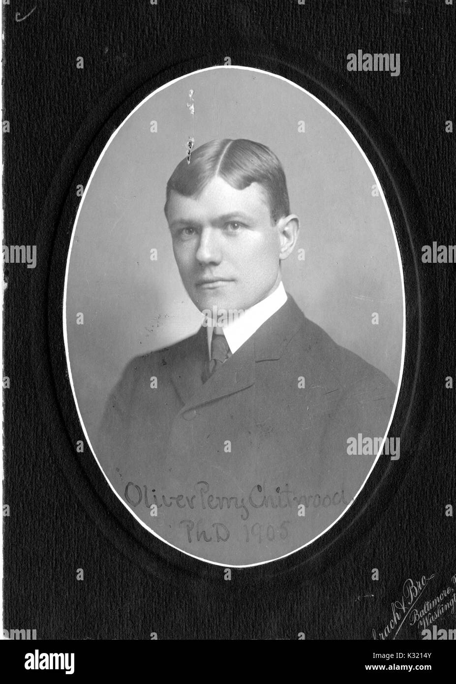 Ein Porträt der amerikanischen Autor Oliver Perry Chitwood bei 28 Jahren, 1905. Stockfoto