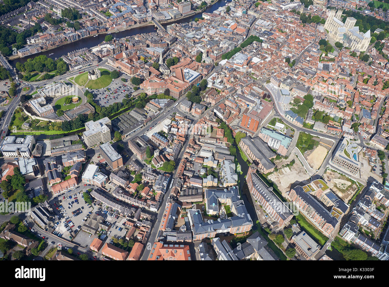 Ein Luftbild der historischen Stadt York, North Yorkshire, Nordengland UK Stockfoto