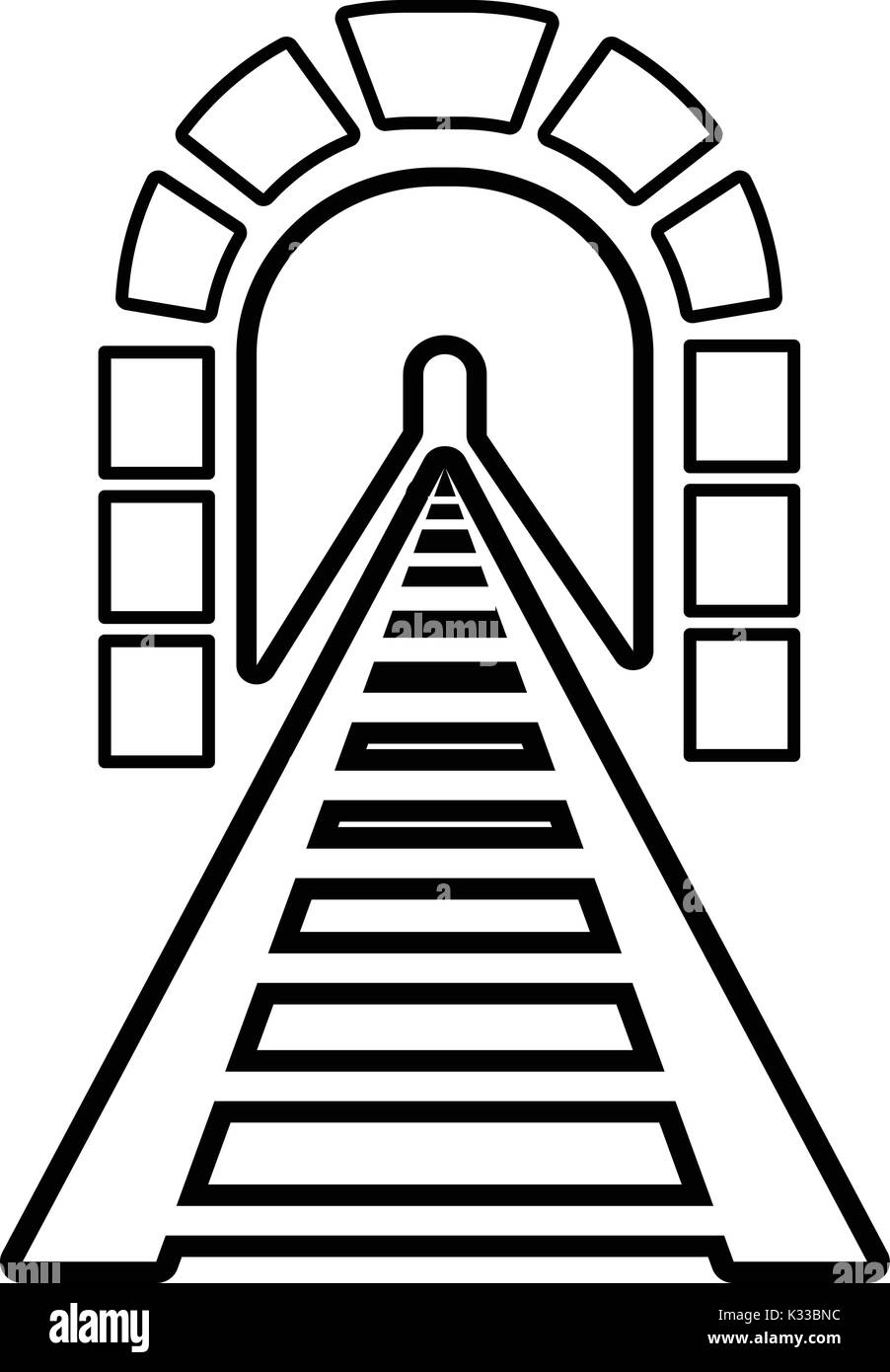 Eisenbahntunnel Symbol, outline Style Stock Vektor