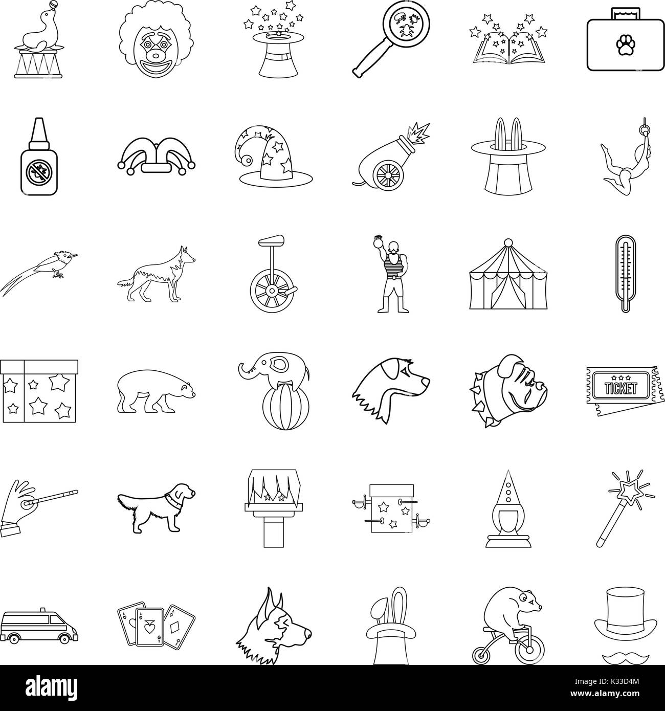 Tierische Symbole gesetzt, Umriss-Stil Stock Vektor