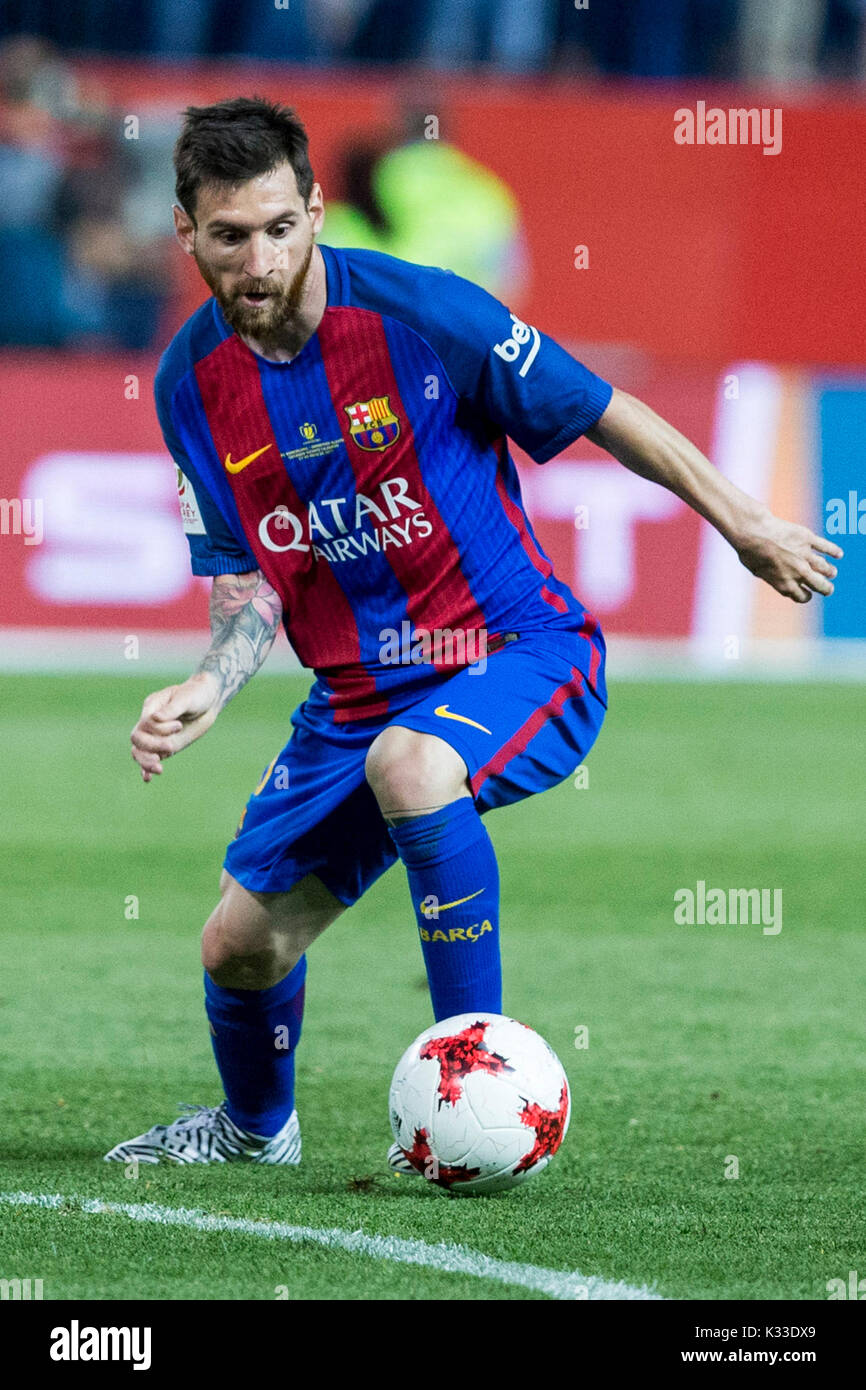 FC Barcelona Leo Messi. Die argentinischen Spieler ist ein Fußball-Star in  Spanien und in der Welt. Die beste aller Zeit, zusammen mit Pele und  Maradona Stockfotografie - Alamy