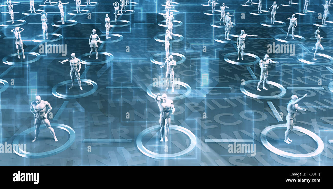 Social Media Hintergrund mit den Menschen verbunden als Kunst Stockfoto