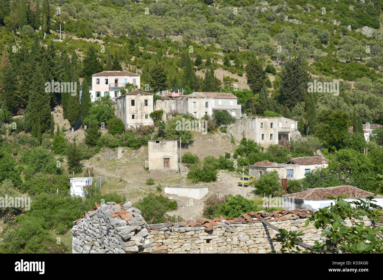 Alte Queparo Stadt, Albanien Stockfoto