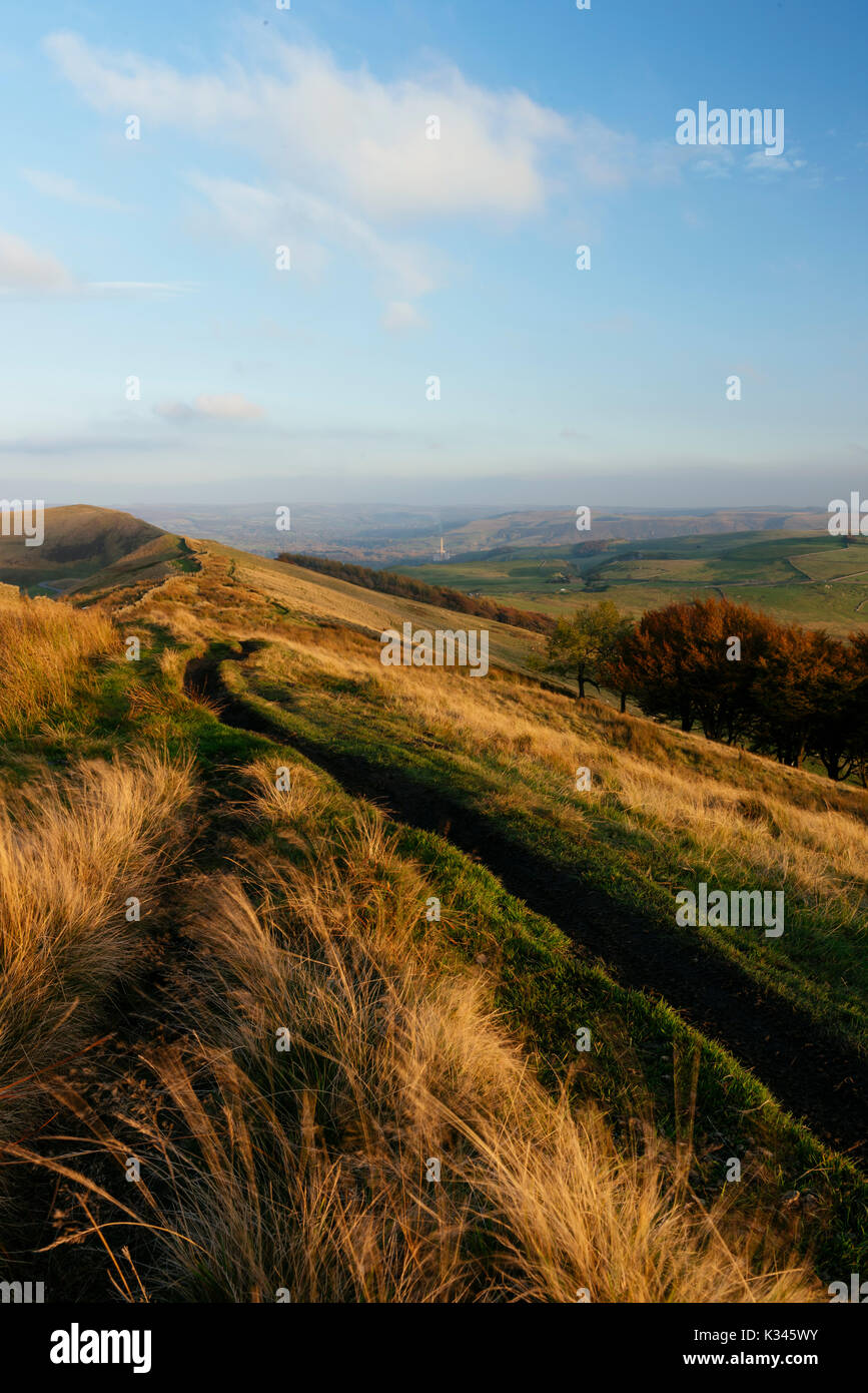Blick von Mam Tor, Peak District, Derbyshire, England, Großbritannien Stockfoto