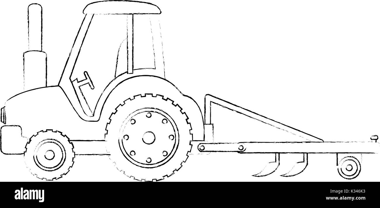 Farm Traktor mit Rechen Stock Vektor