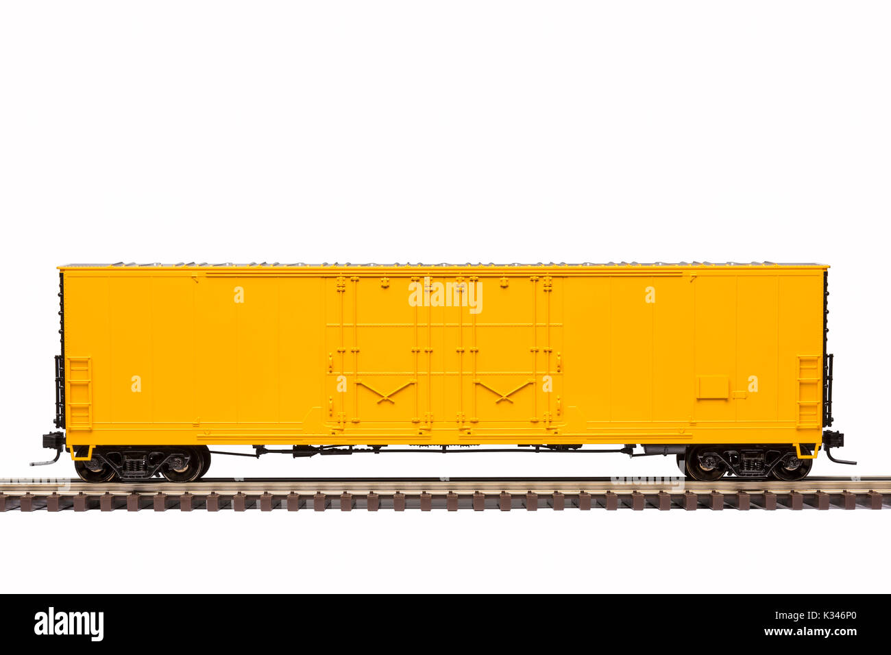 Gelbe Eisenbahn, Auto Stockfoto
