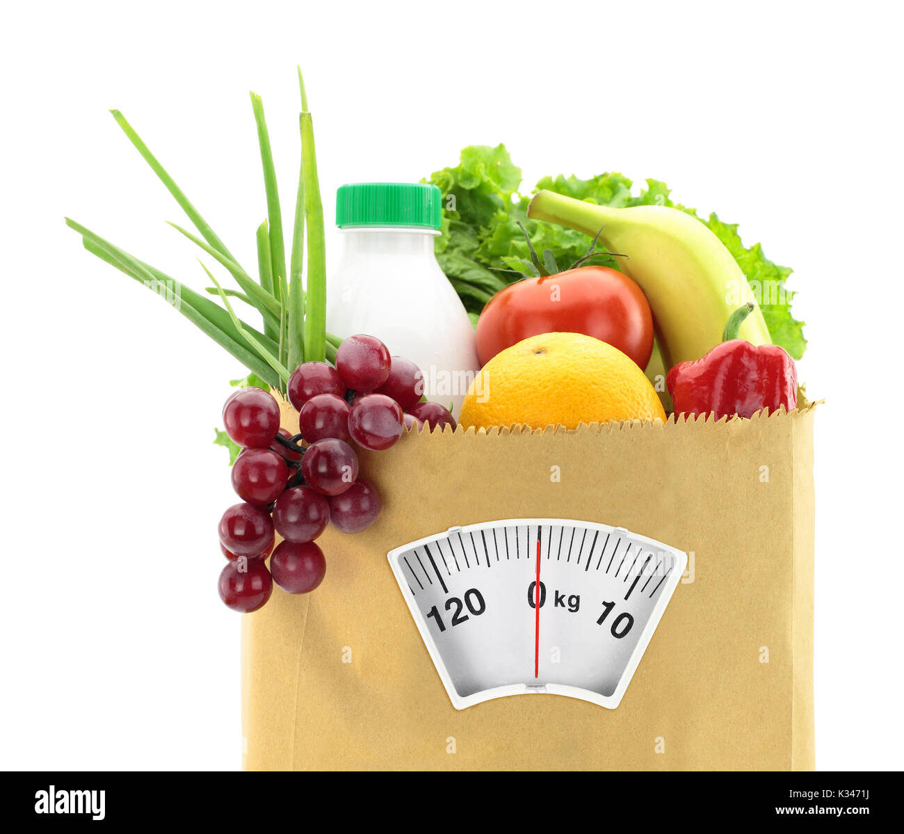 Gesunde Ernährung. Frische Lebensmittel in einer Papiertüte Stockfoto