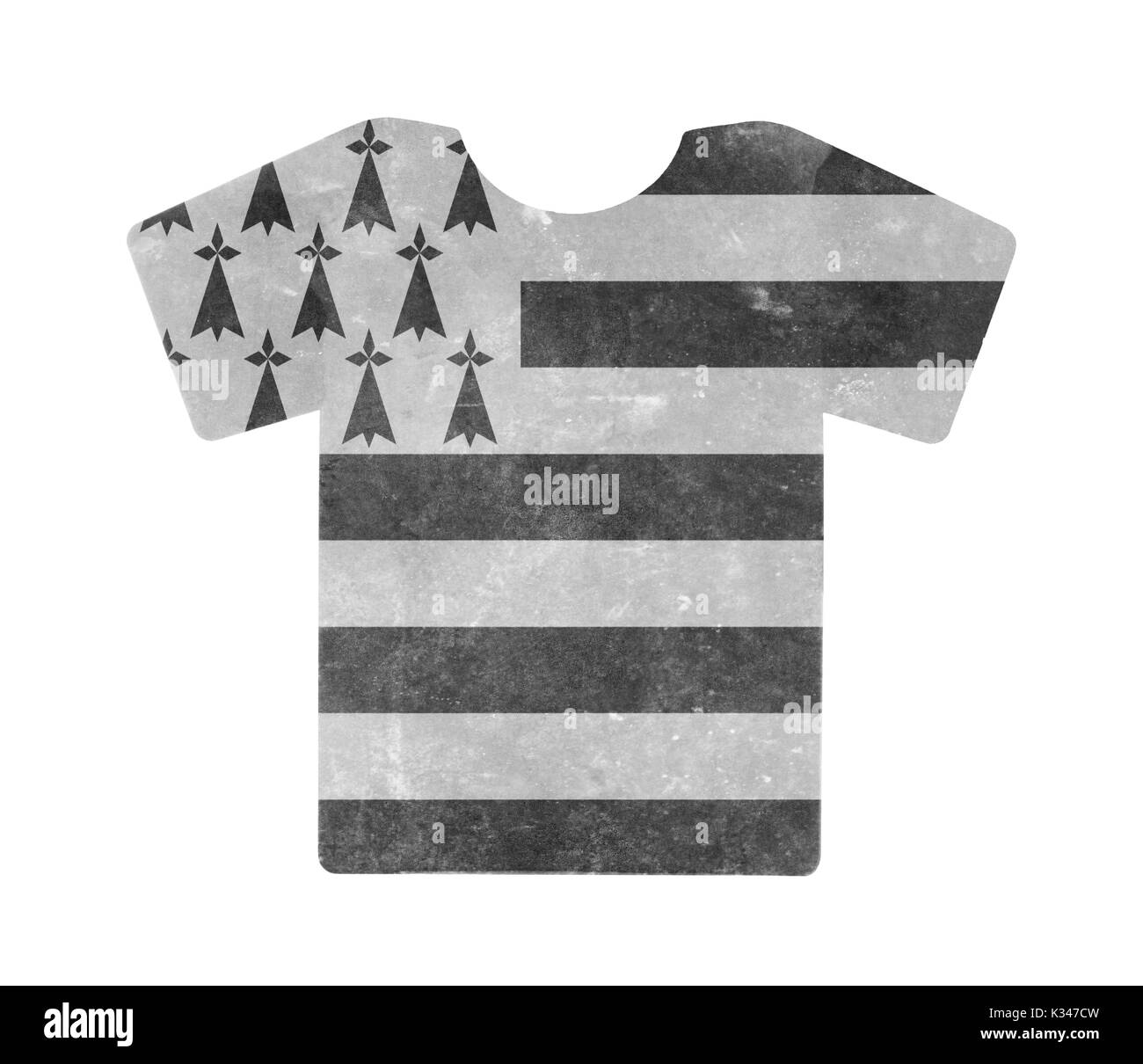 Einfache t-shirt, dreckig und Vintage Look, isoliert auf Weiss - Bretagne Stockfoto