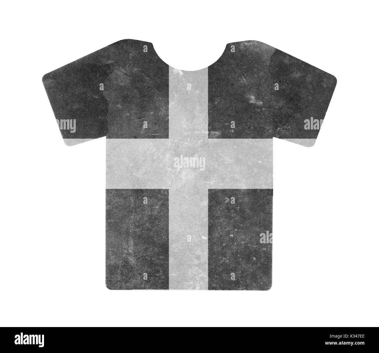 Einfache t-shirt, dreckig und Vintage Look, isoliert auf Weiss - Cornwall Stockfoto