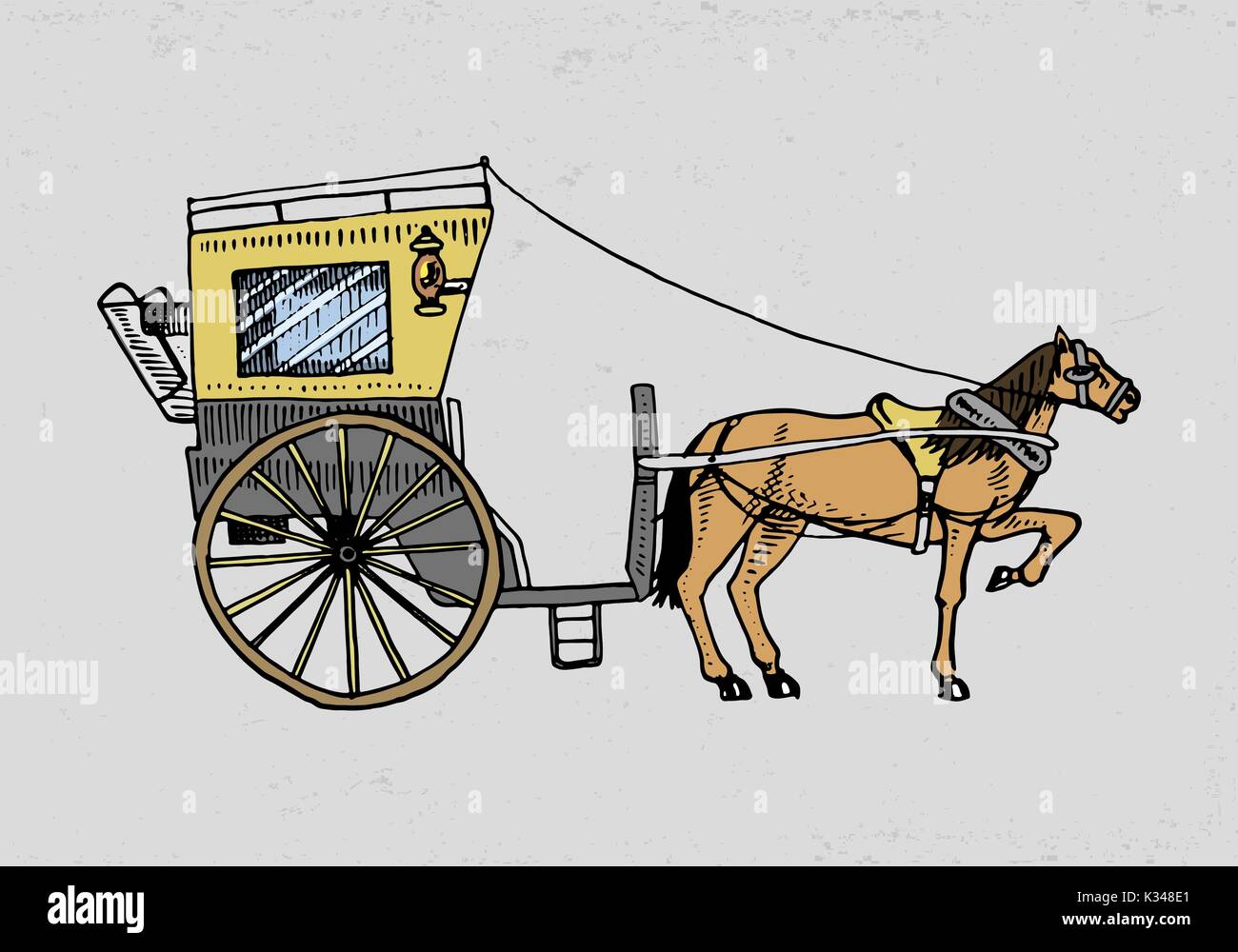 Pferdewagen oder Trainer. Reisen Abbildung. graviert Hand in alte Skizze Stil gezeichnet, vintage Transport. Stock Vektor
