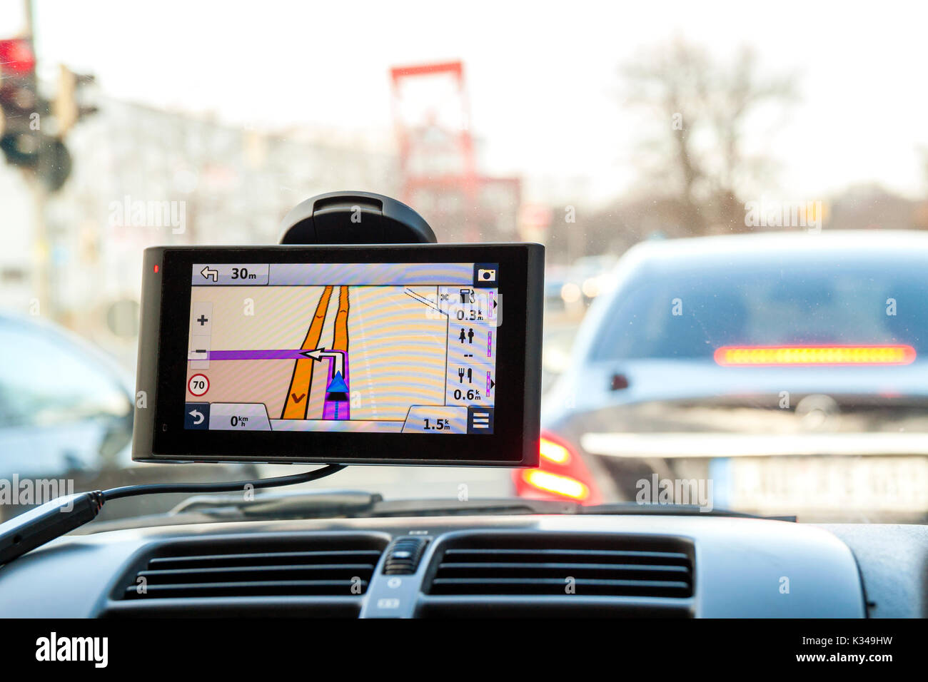 Nahaufnahme des Systems GPS-Navigationsgerät im Auto reisen Stockfoto