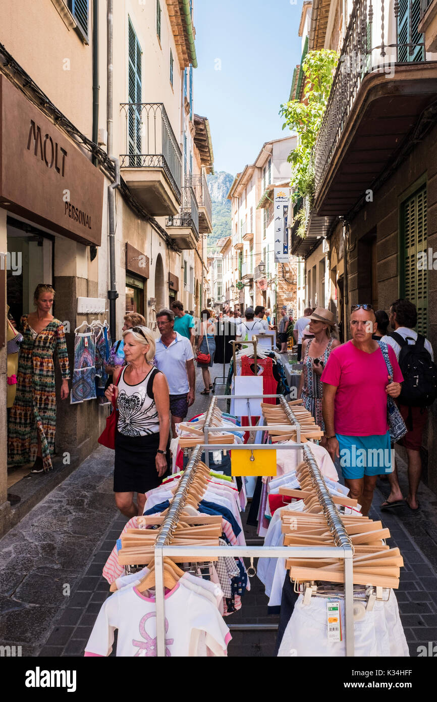 Sóller ist eine Stadt-, Hafen- und Gemeinde an der Westküste von Mallorca ist berühmt für seine Eisenbahn, auf den Balearischen Inseln in Spanien. Stockfoto