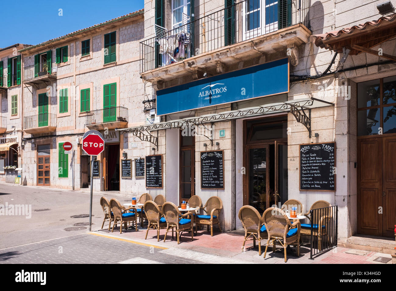 Sóller ist eine Stadt-, Hafen- und Gemeinde an der Westküste von Mallorca ist berühmt für seine Eisenbahn, auf den Balearischen Inseln in Spanien. Stockfoto