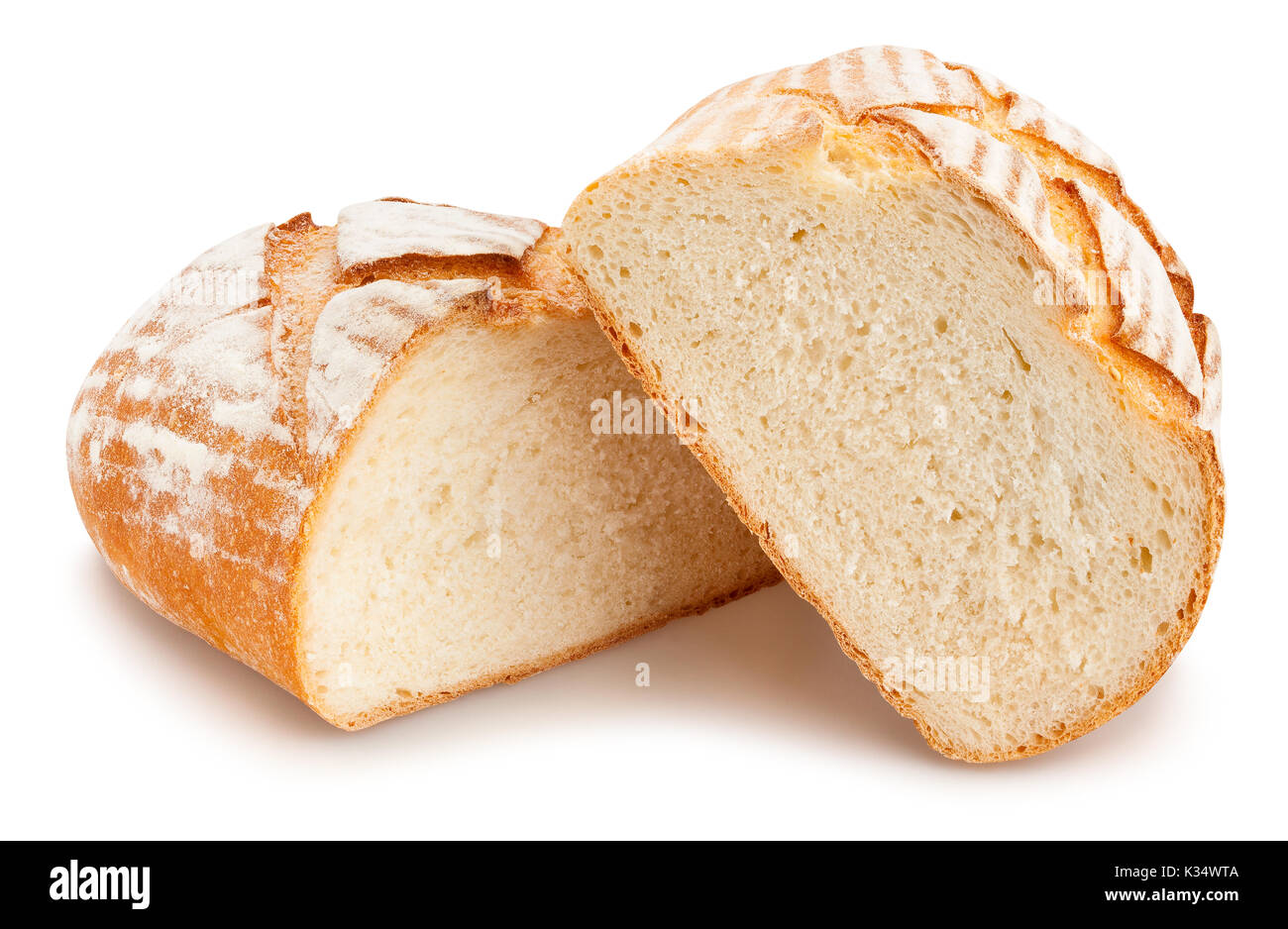 Geschnittenes Brot weg isoliert Stockfoto