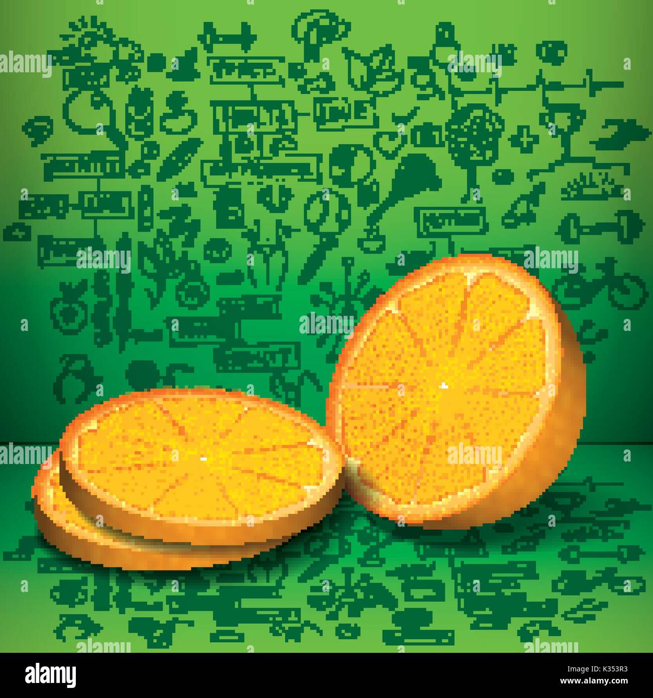 Business doodle Konzept mit frischen Orange und skizziert doodle Elemente auf Hintergrund Stock Vektor