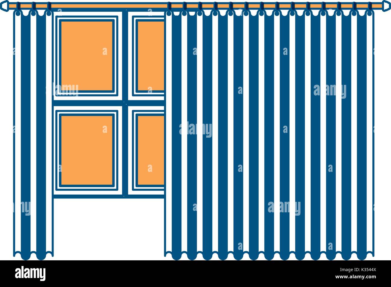 Großes Fenster mit Vorhang Silhouette im Abschnitt "Farbe auf weißem Hintergrund Stock Vektor