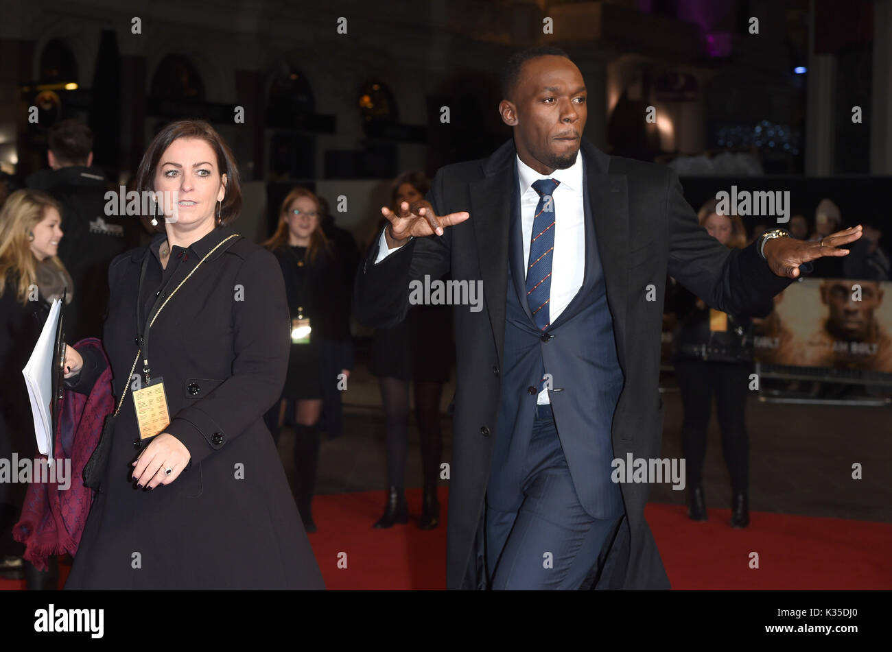 Foto muss Gutgeschrieben © Alpha Presse 079965 28/11/Usain 2016 Schraube ich bin schraube Weltpremiere Odeon Leicester Square London Stockfoto